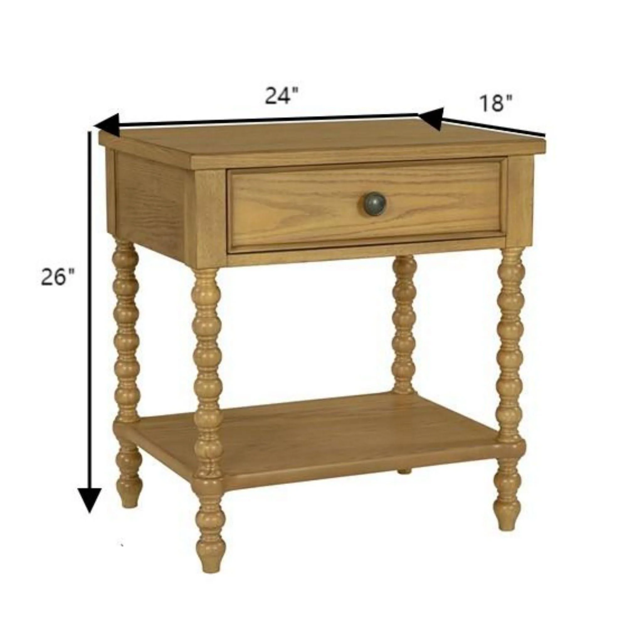 Traditional Durable Nightstand Table With Drawer And Shelf - Image 7