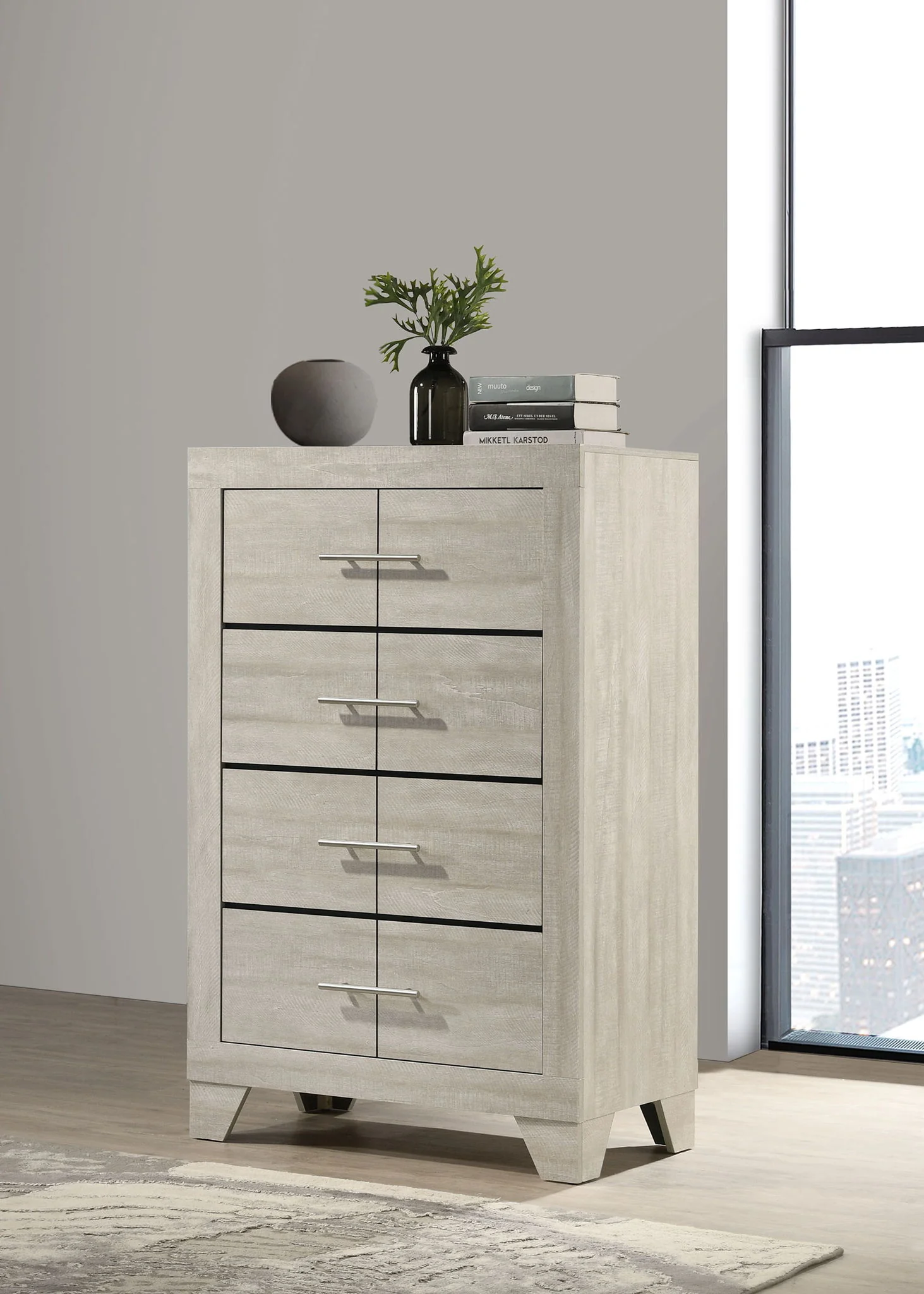 Trenton 4-drawer Bedroom Chest of Drawers Rustic Cream - Image 4