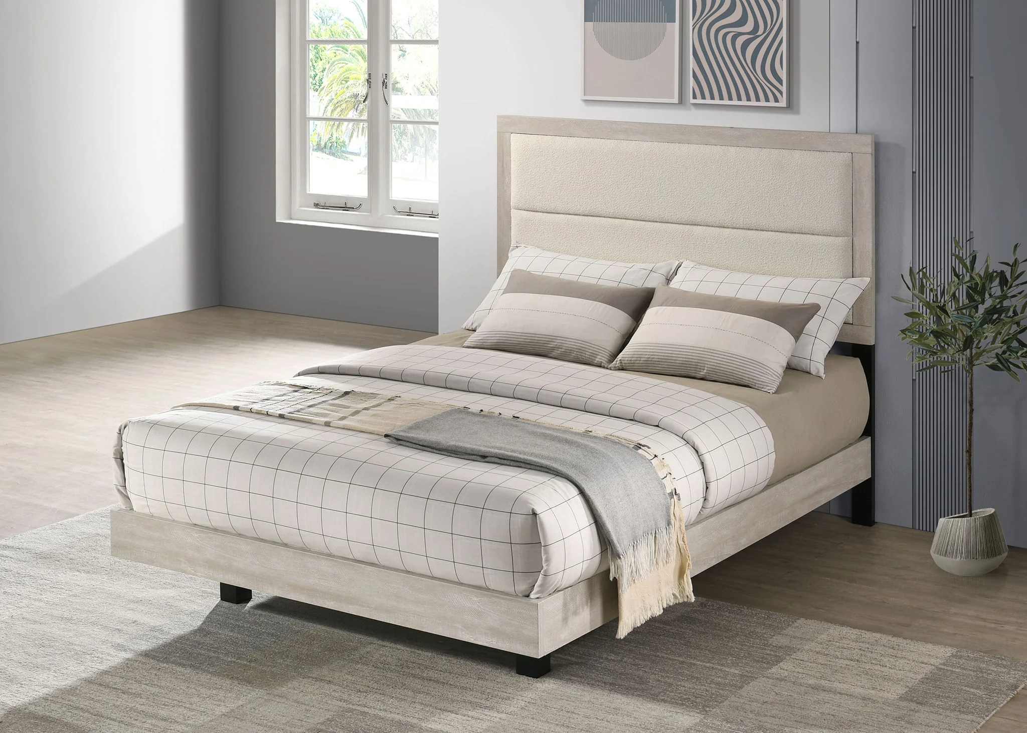 Trenton 54-inch Wood Full Panel Bed Rustic Cream - Image 3