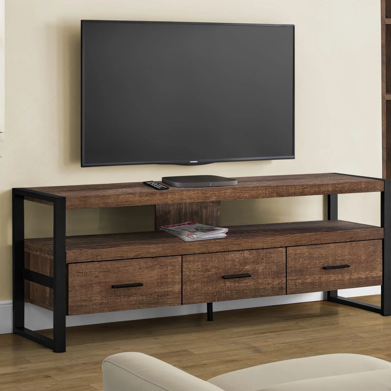 TV Stand, Console, Media Entertainment Center, Storage Drawers, Modern - Image 9