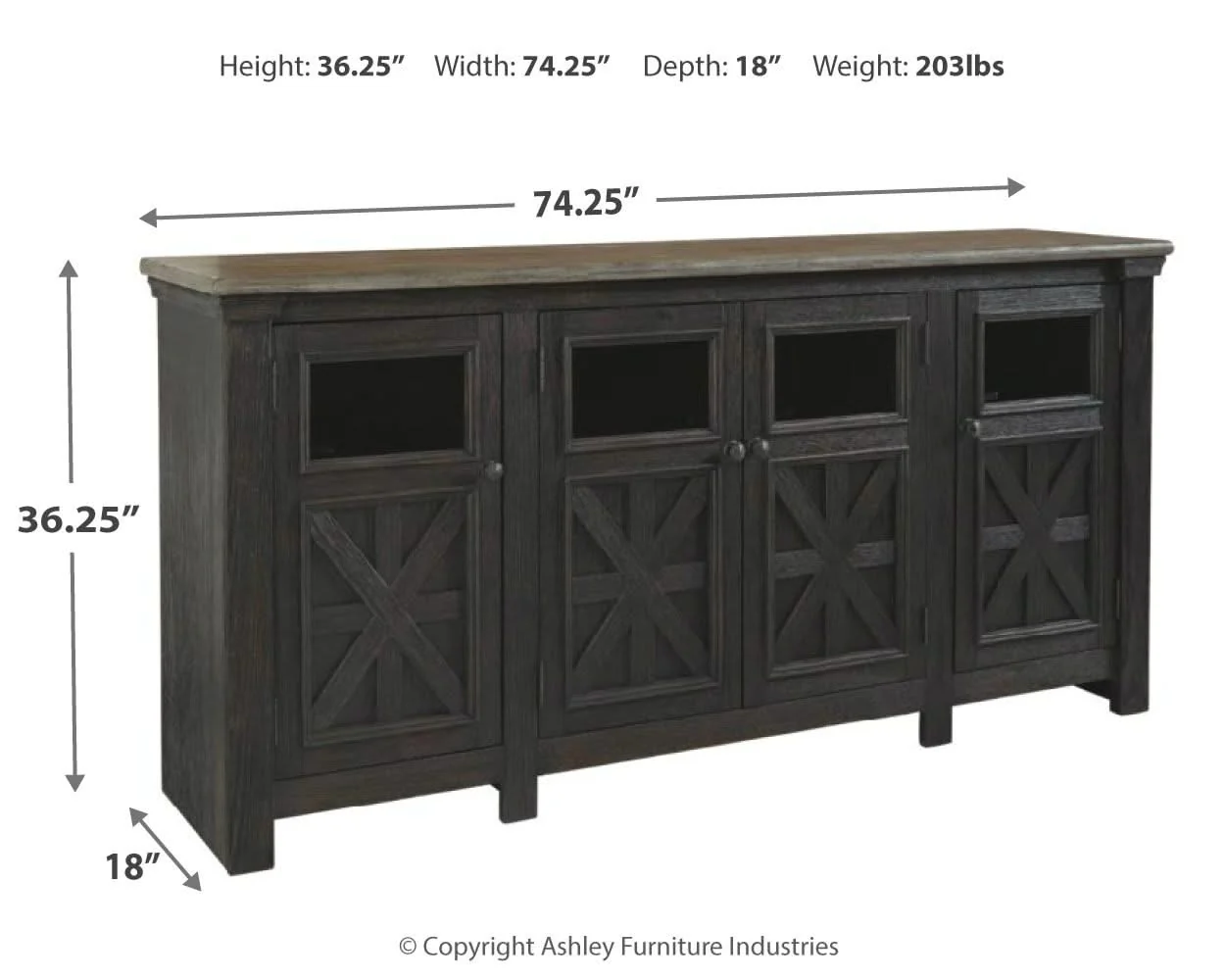 Tyler Creek - Extra Large TV Stand - Black / Gray - Image 4