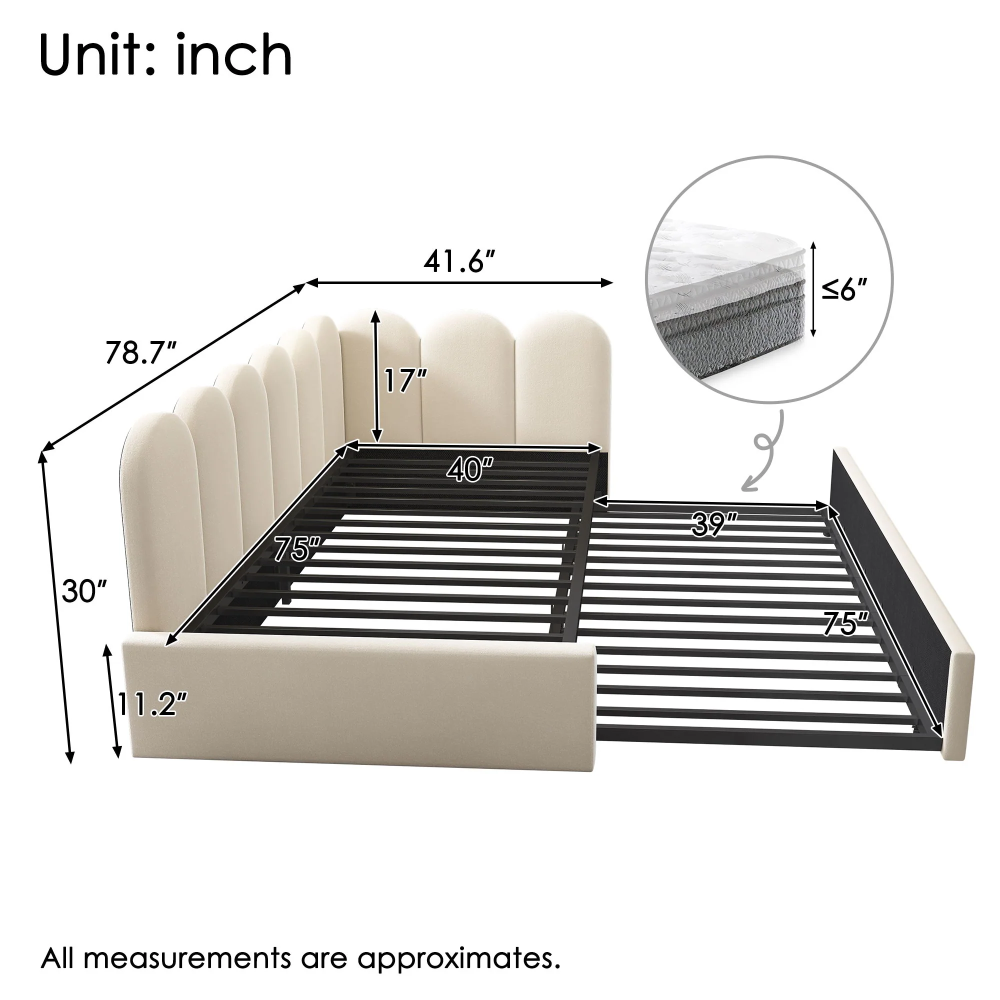 Upholstered Daybed With Metal Slatted Base - Image 15
