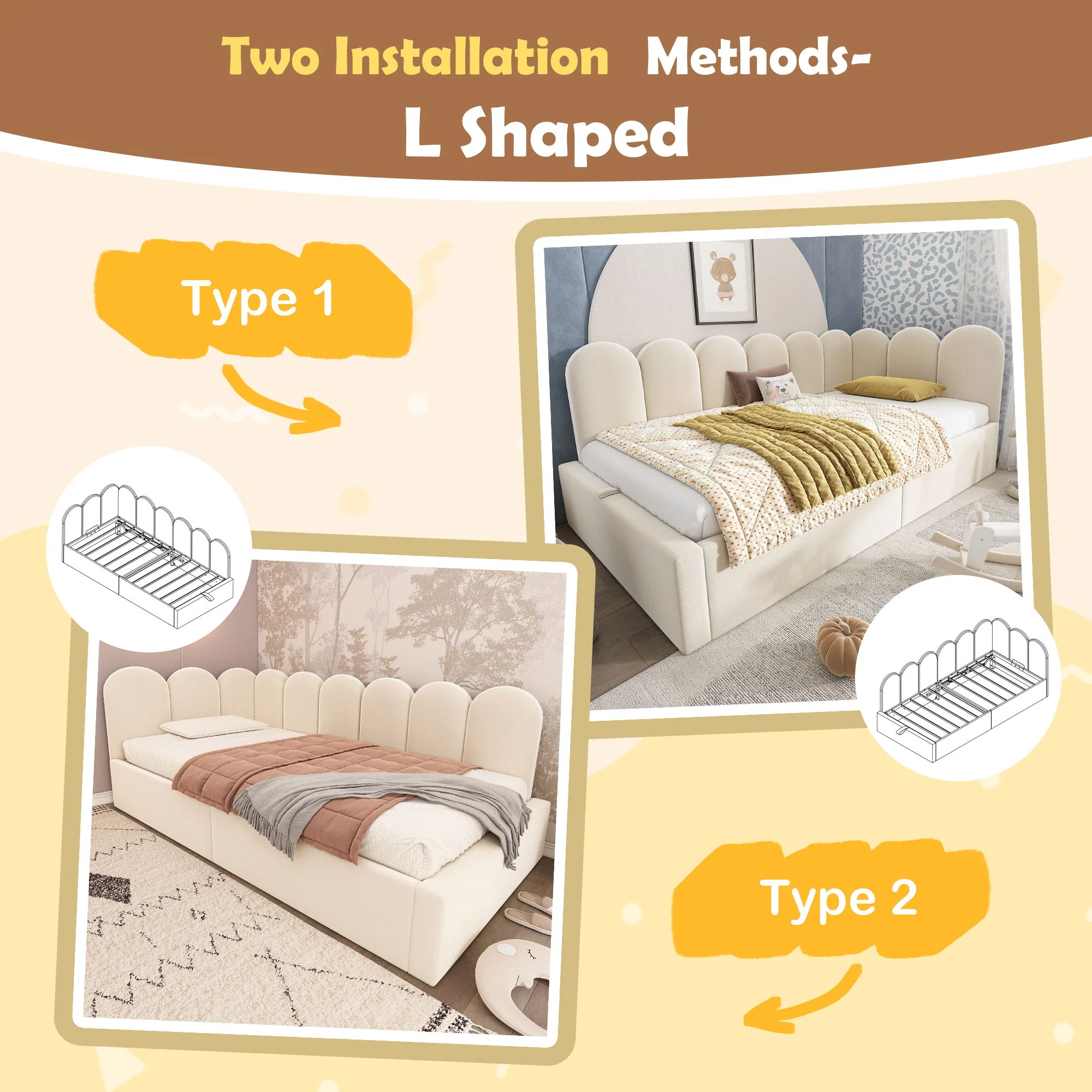 Upholstered Daybed With Metal Slatted Base - Image 6