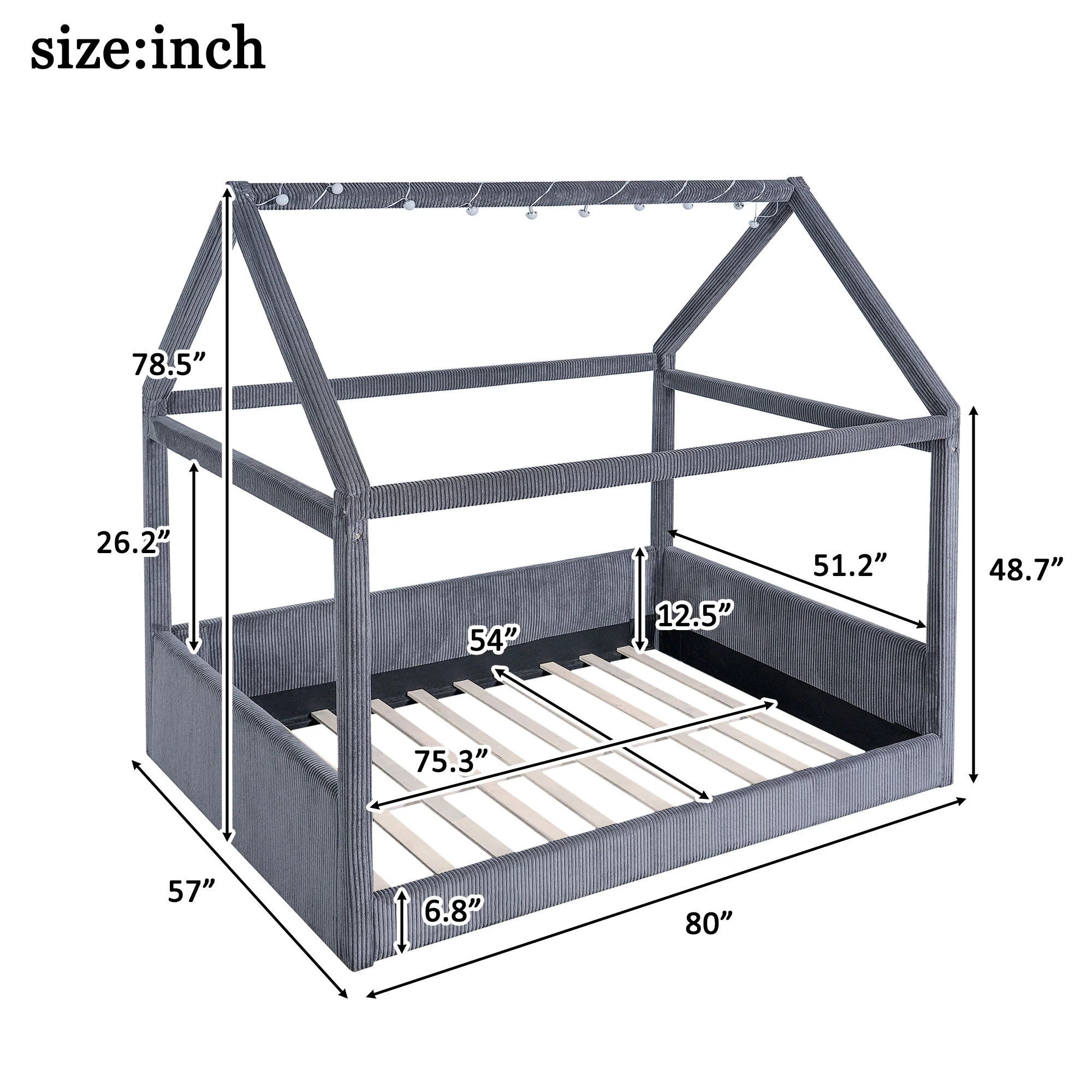 Upholstered House Style Daybed With LED Light Strips - Image 11