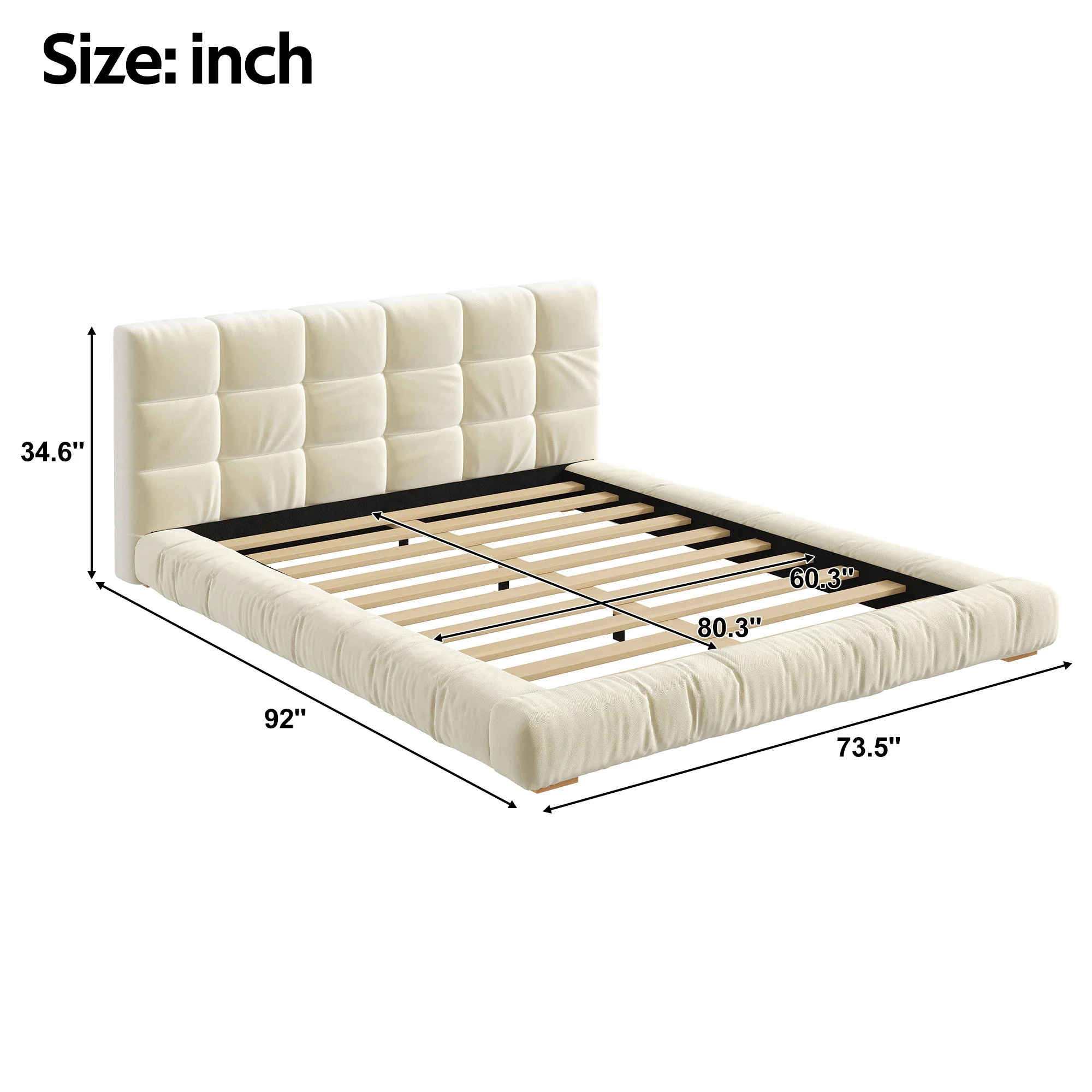 Upholstered Platform Bed Frame With Tufted Headboard - Image 10