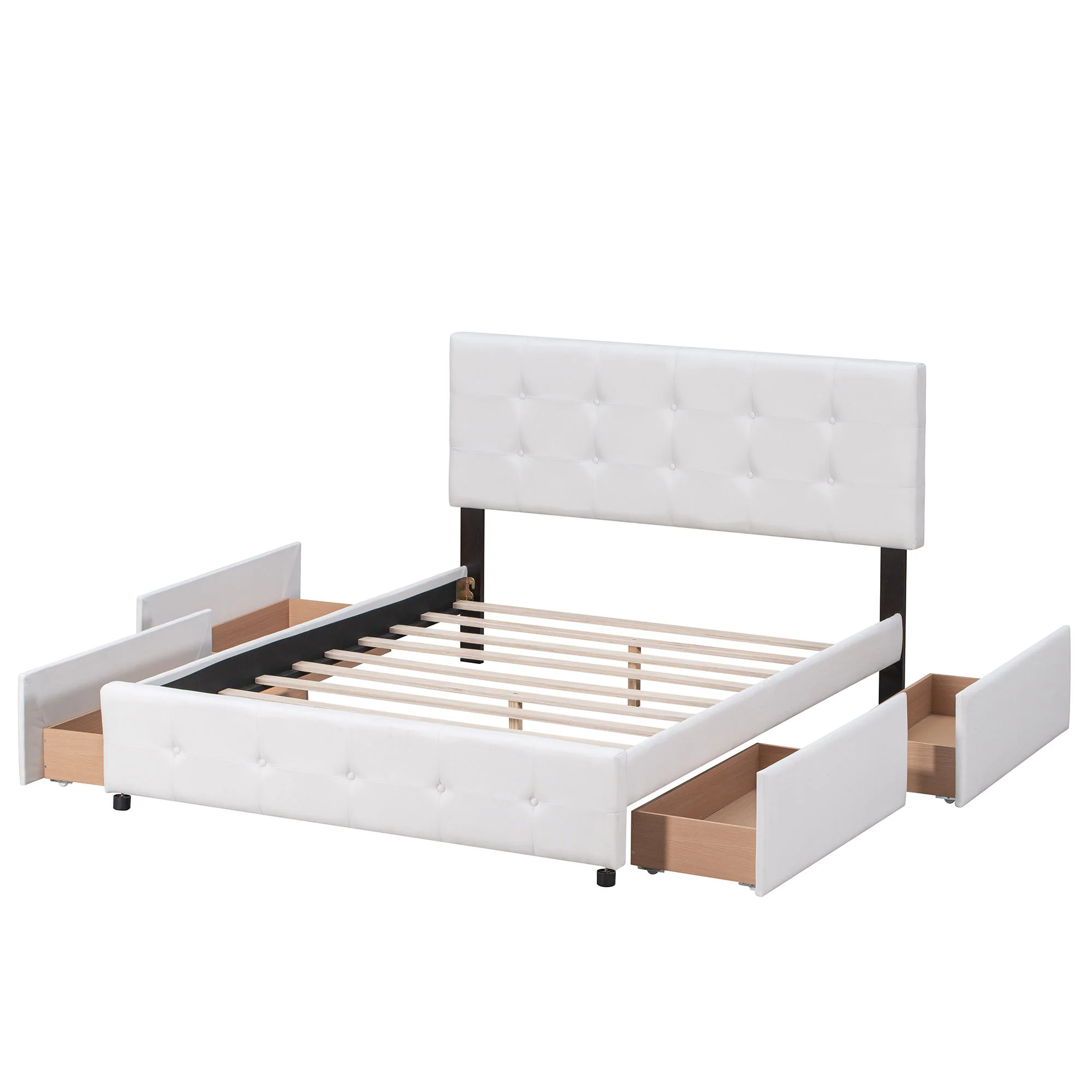 Upholstered Platform Bed With Classic Headboard And Drawers, No Box Spring Needed - Image 14