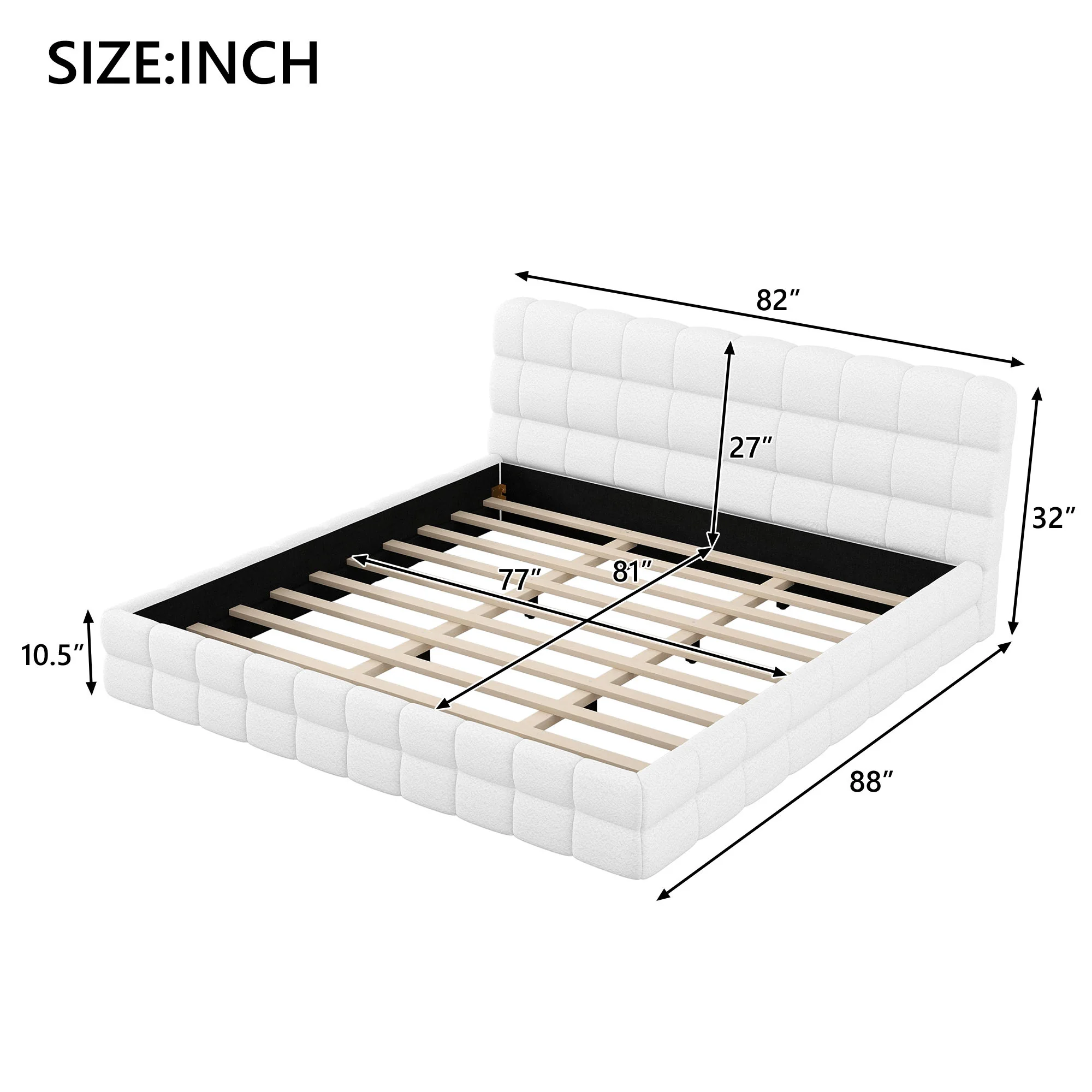 Upholstered Platform Bed With Headboard - Image 11