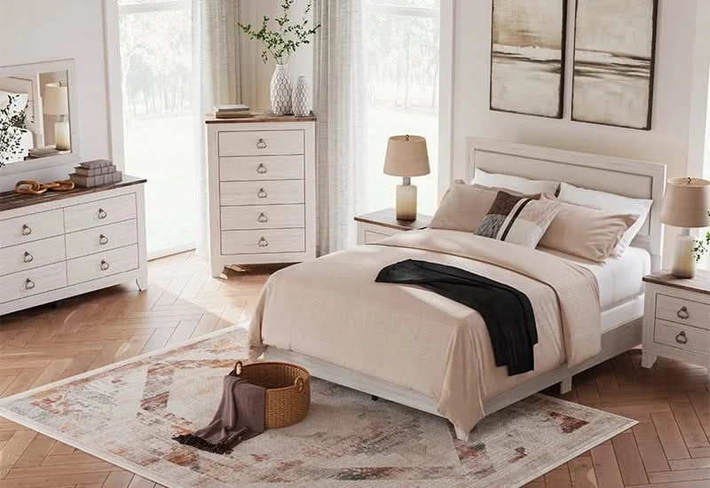 Urus White Rustic Farmhouse 5 Piece Bedroom Set with Modern Farmhouse Style - Image 4
