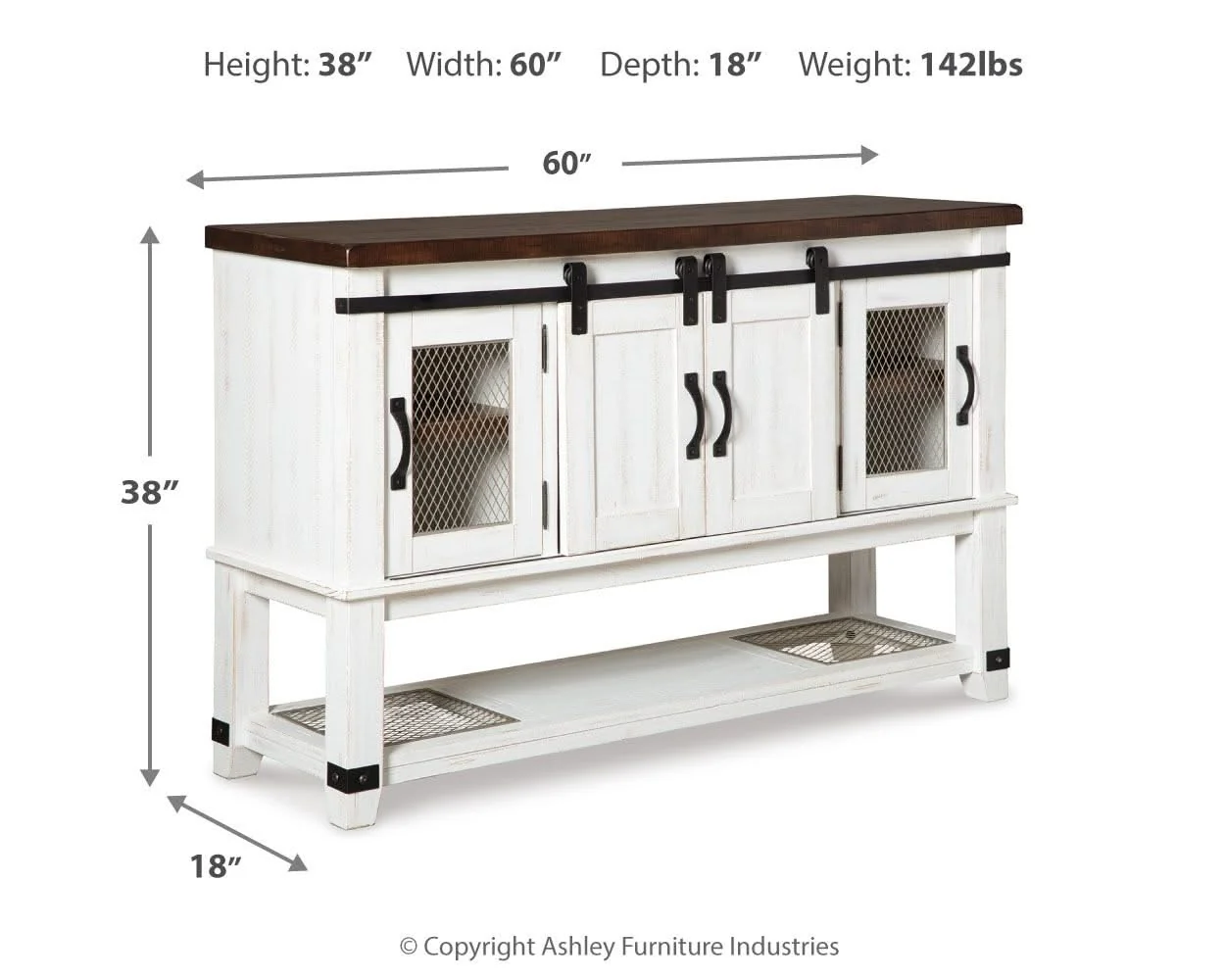 Valebeck - Dining Room Server - White / Brown - Image 4
