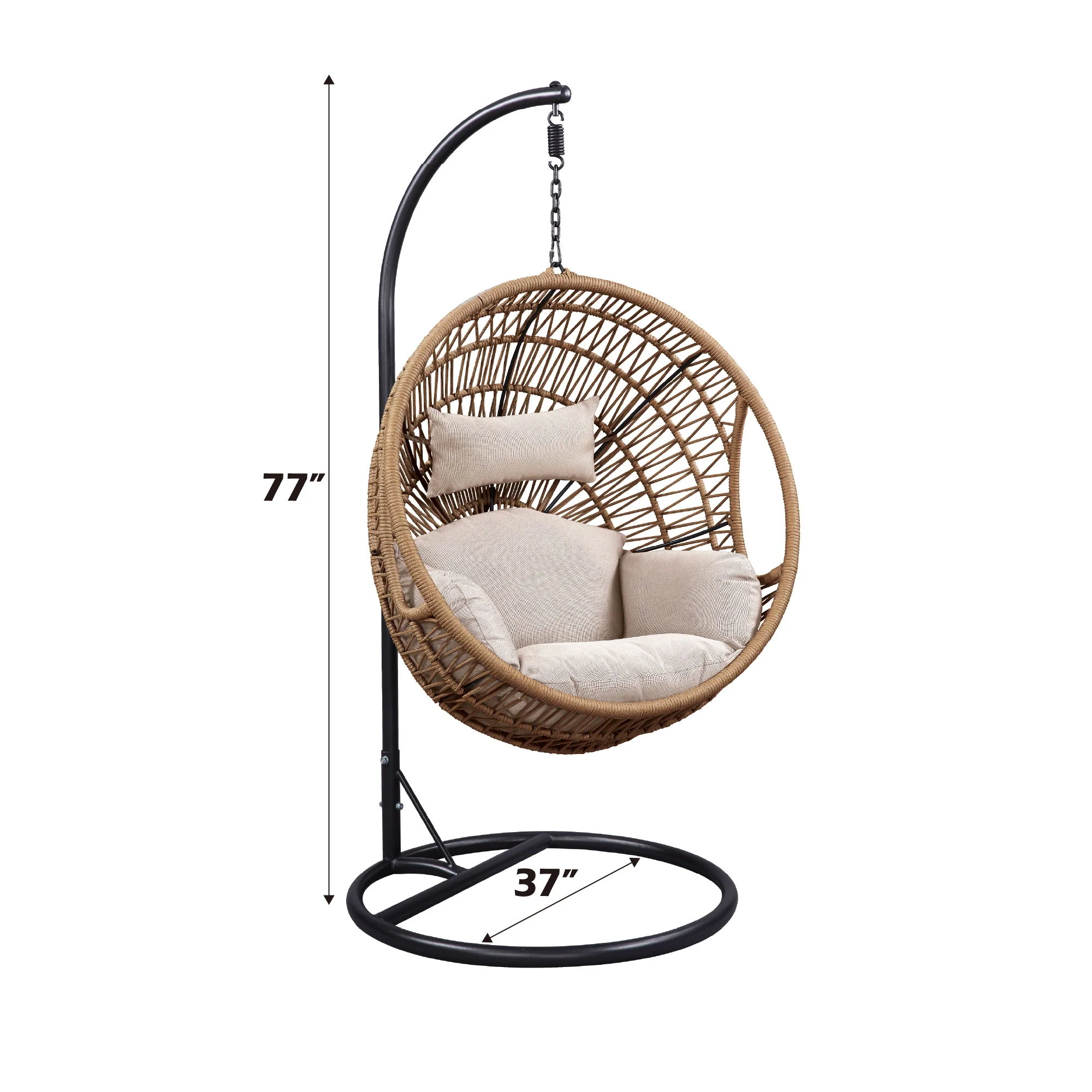 Vasant - Hanging Chair (Seat Cushion Included) - Beige - Image 3