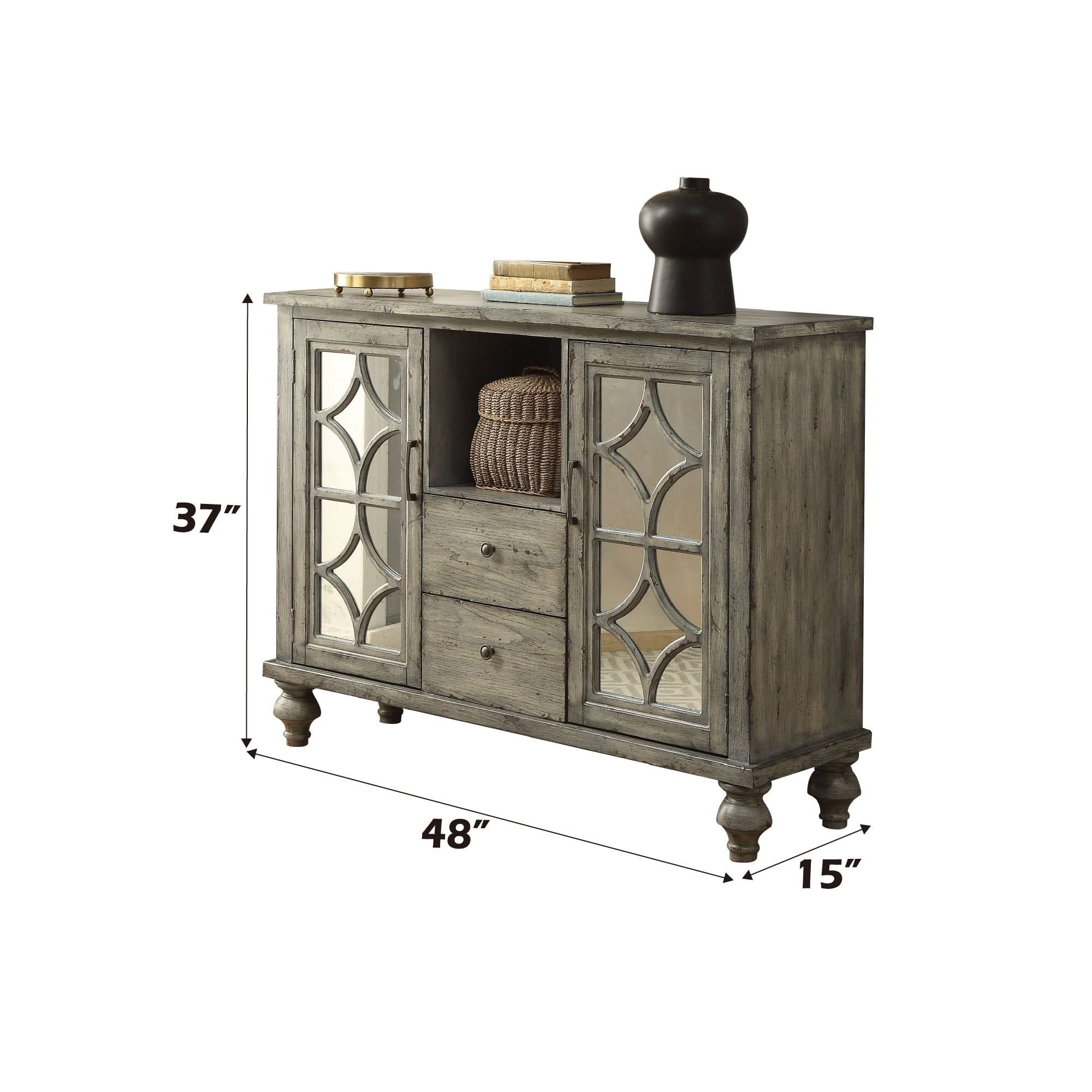 Velika - Weathered Console Table With 1 Open Compartment Storage - Gray - Image 2