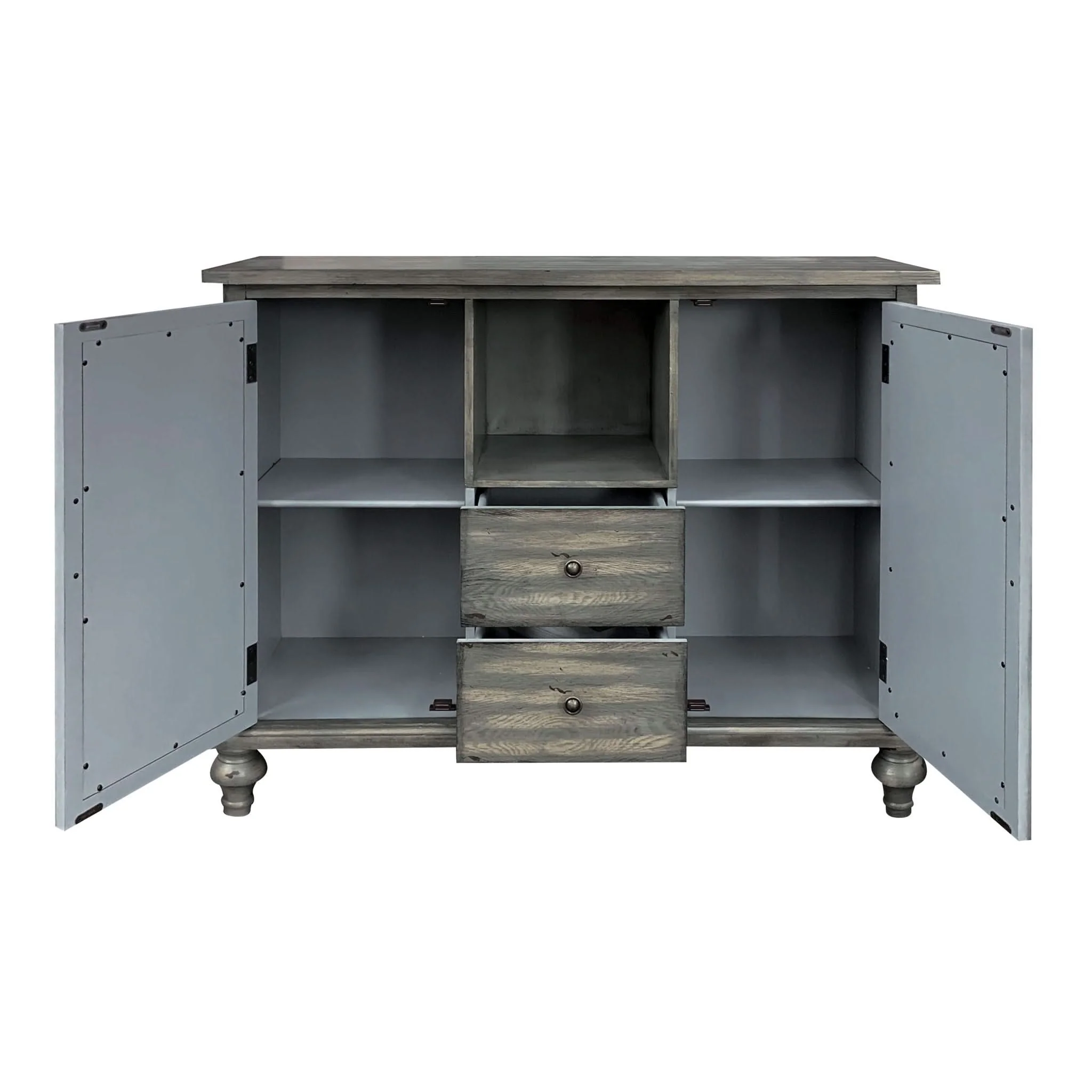 Velika - Weathered Console Table With 1 Open Compartment Storage - Gray - Image 4