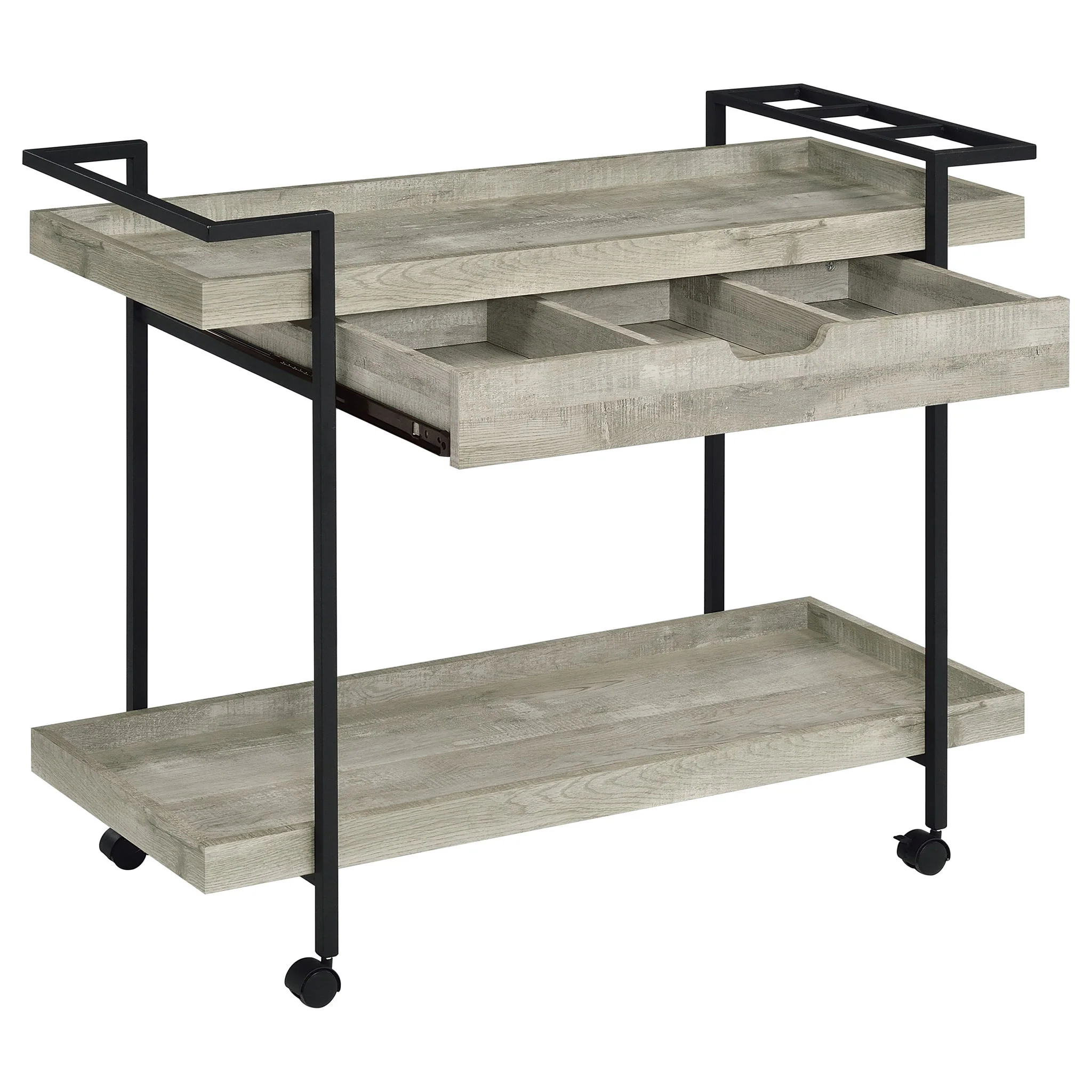 Ventura 1-drawer Engineered Wood Bar Cart Grey Driftwood - Image 4