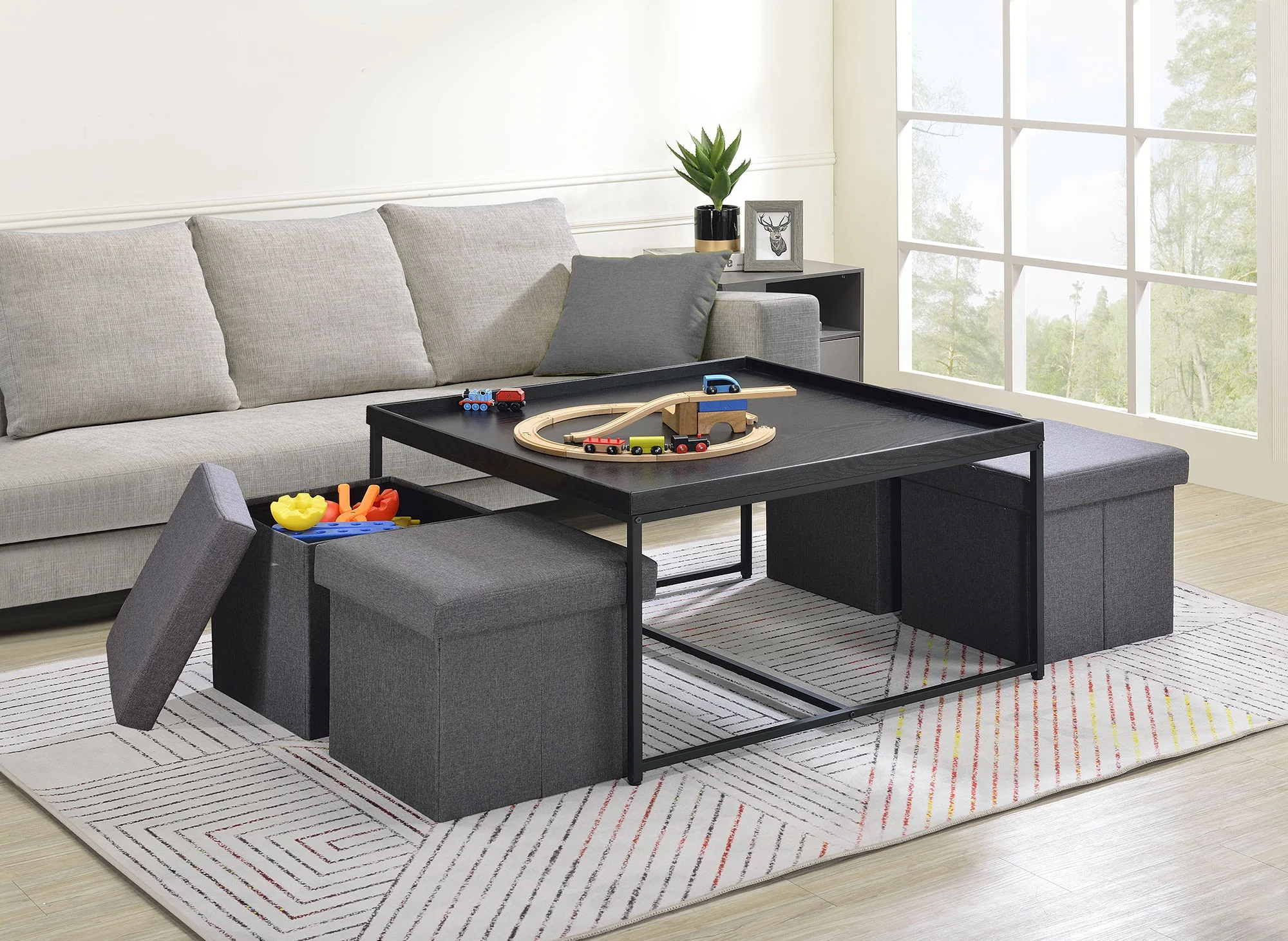 Vinny - Wood Grain Coffee Table Set With Raised Edges - Image 4