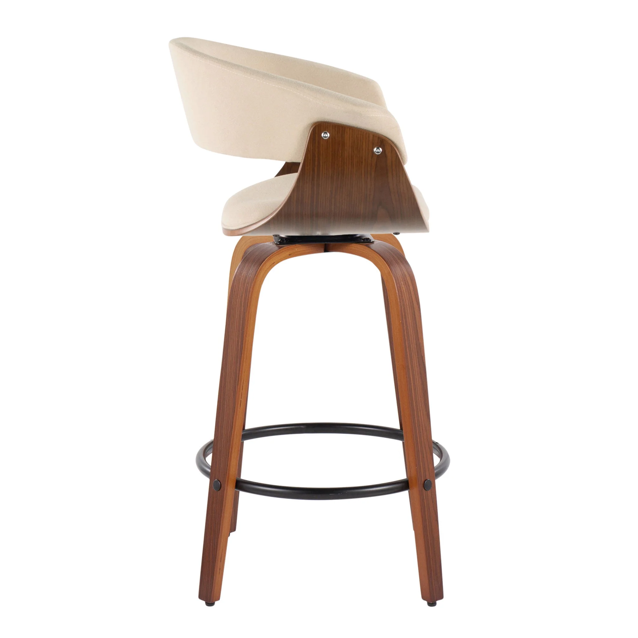 Vintage Mod - Mid Century Modern Fixed Height Counter Stool & Swivel With Round Footrest (Set of 2) - Image 7