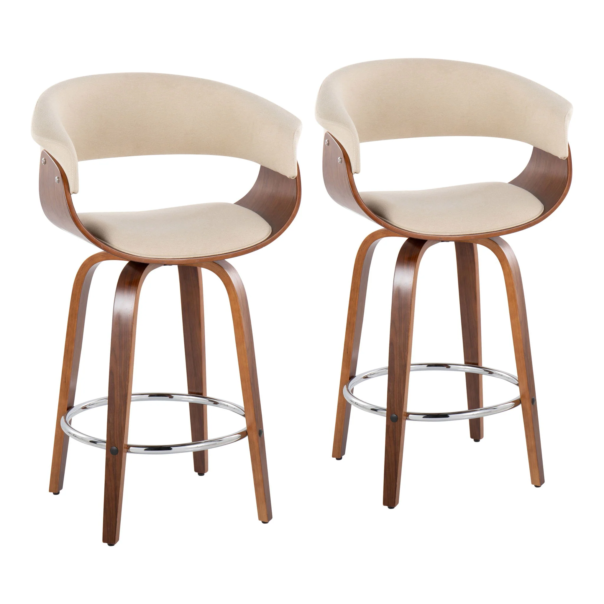 Vintage Mod - Mid Century Modern Fixed Height Counter Stool With Swivel With Round Footrest (Set of 2) - Image 2