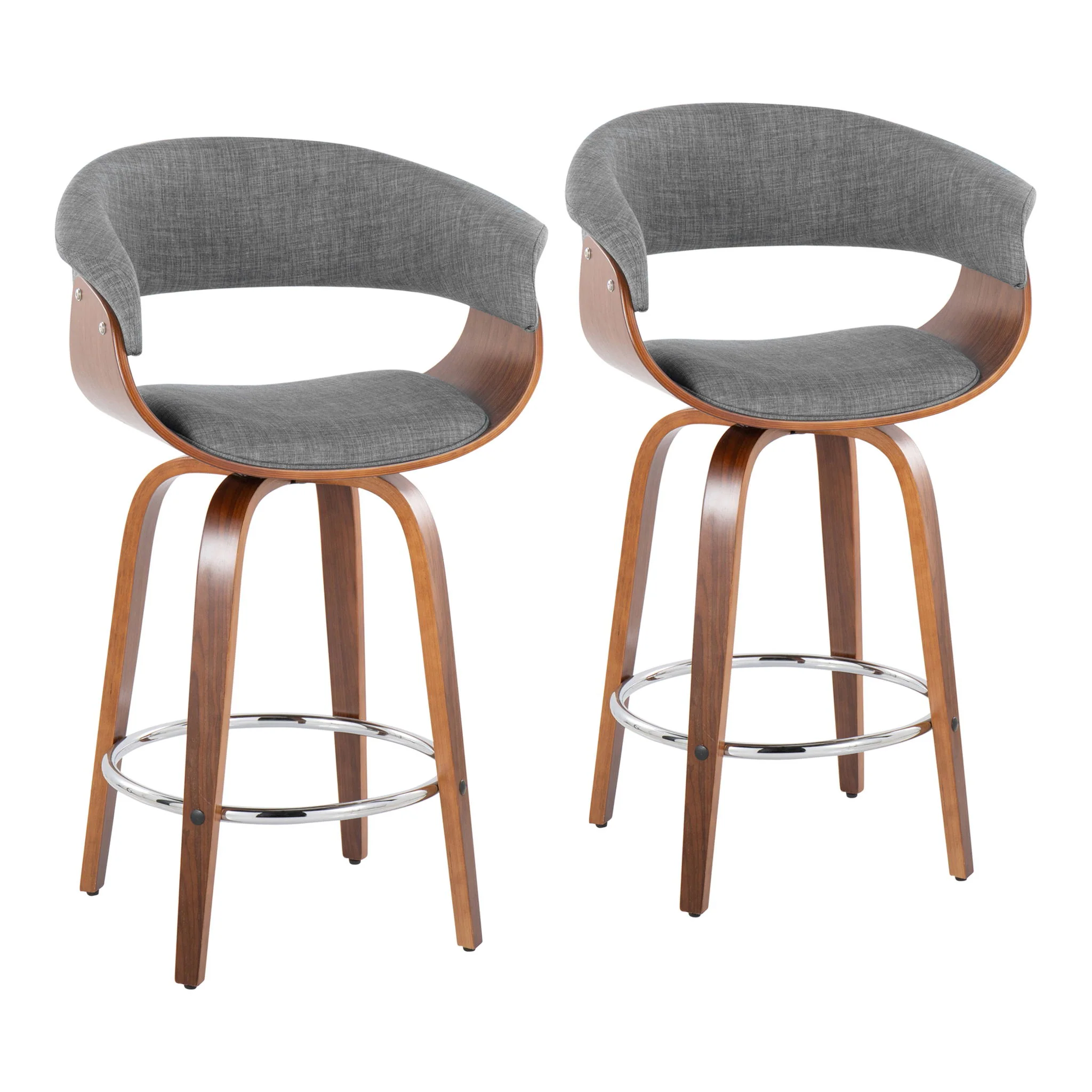 Vintage Mod - Mid Century Modern Fixed Height Counter Stool With Swivel With Round Footrest (Set of 2) - Image 3