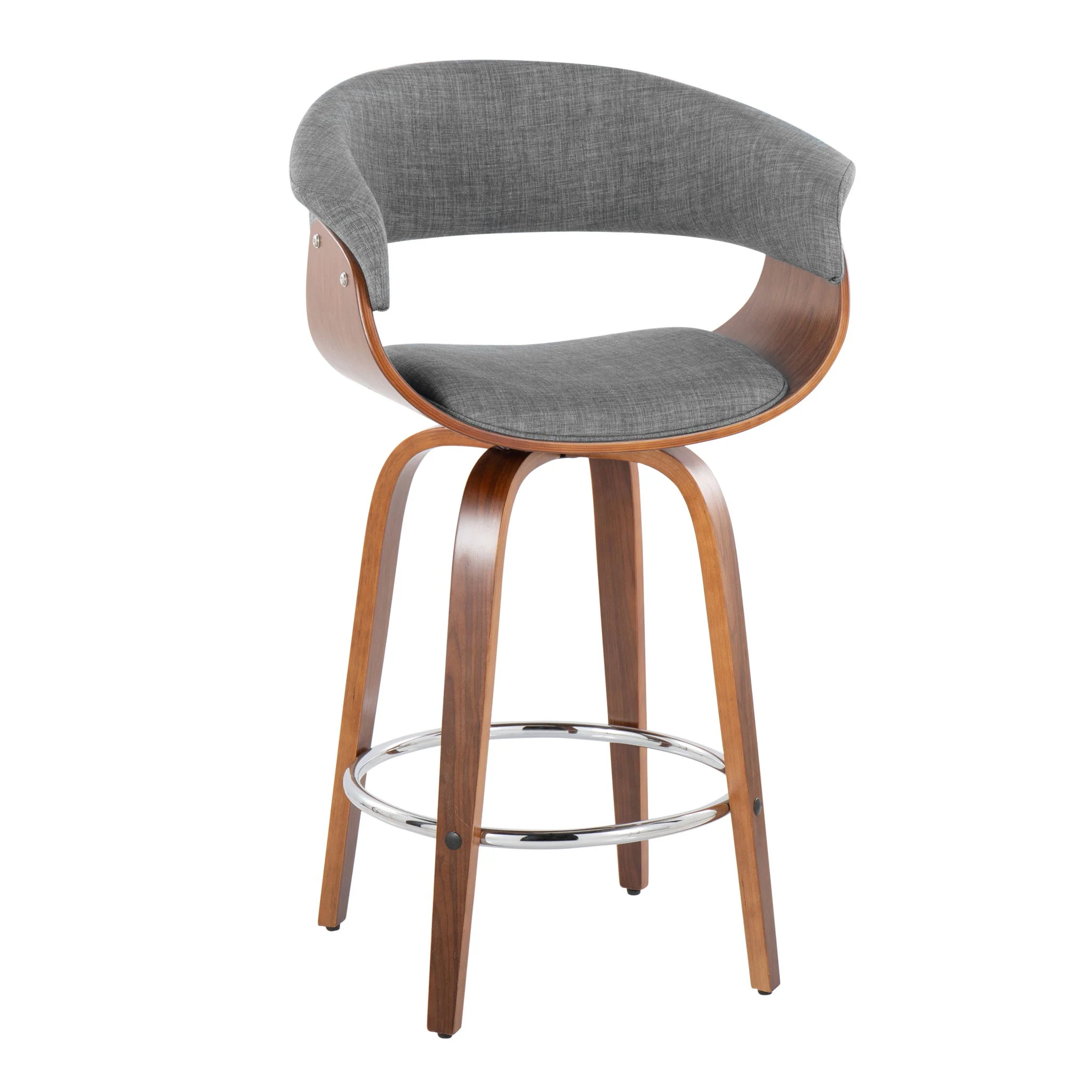 Vintage Mod - Mid Century Modern Fixed Height Counter Stool With Swivel With Round Footrest (Set of 2) - Image 4