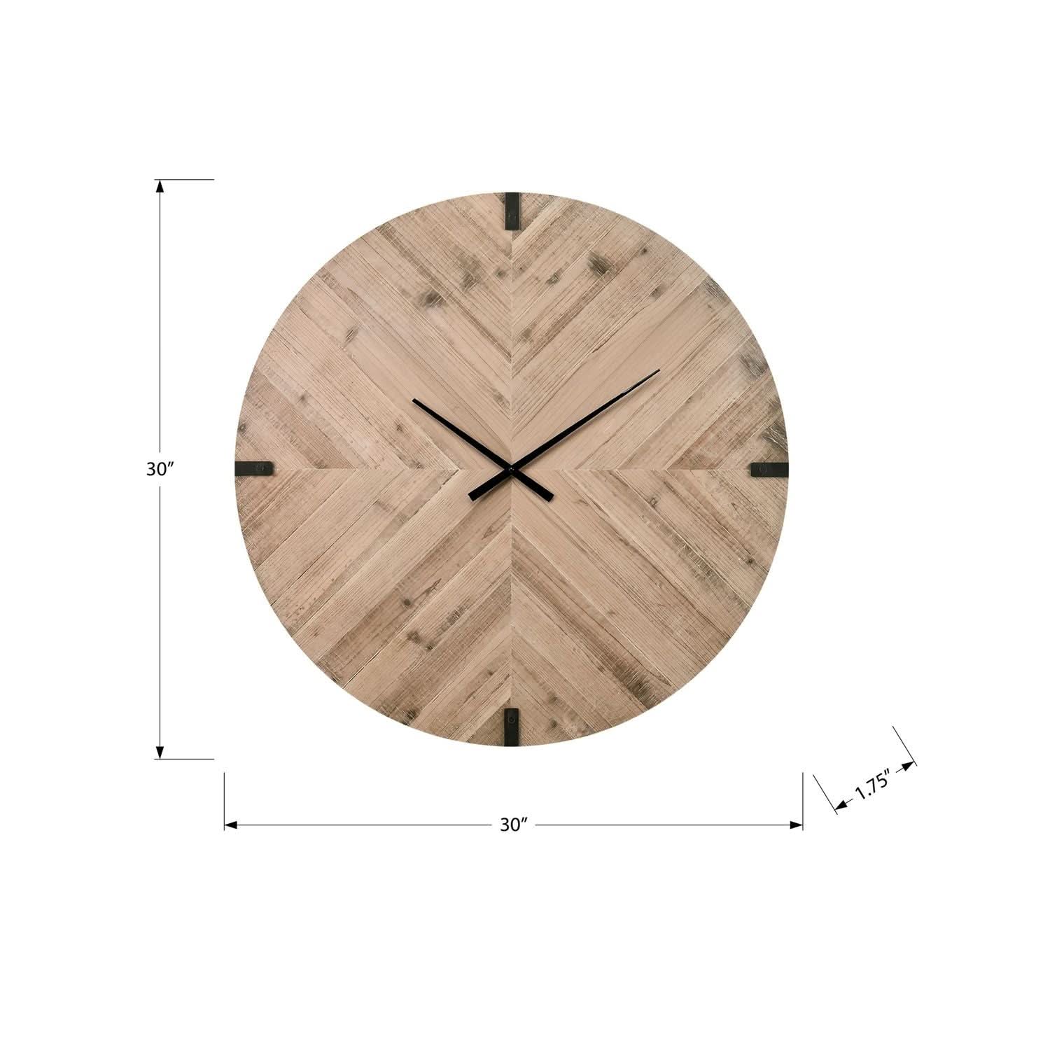Wall Clock, Round, Large Oversized - Brown - Image 2