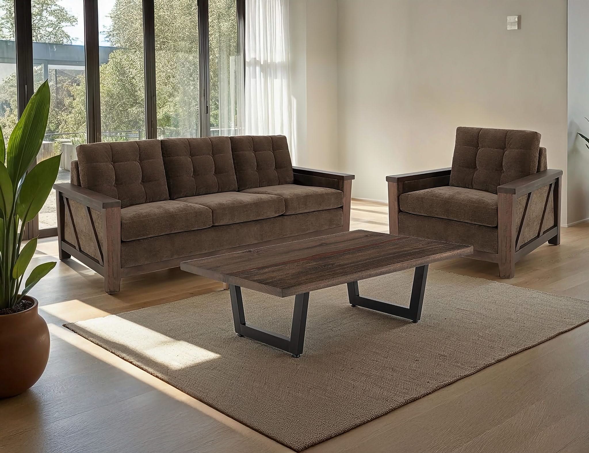 Walnut - Upholstered Loveseat - Deep Forest Brown - Image 3