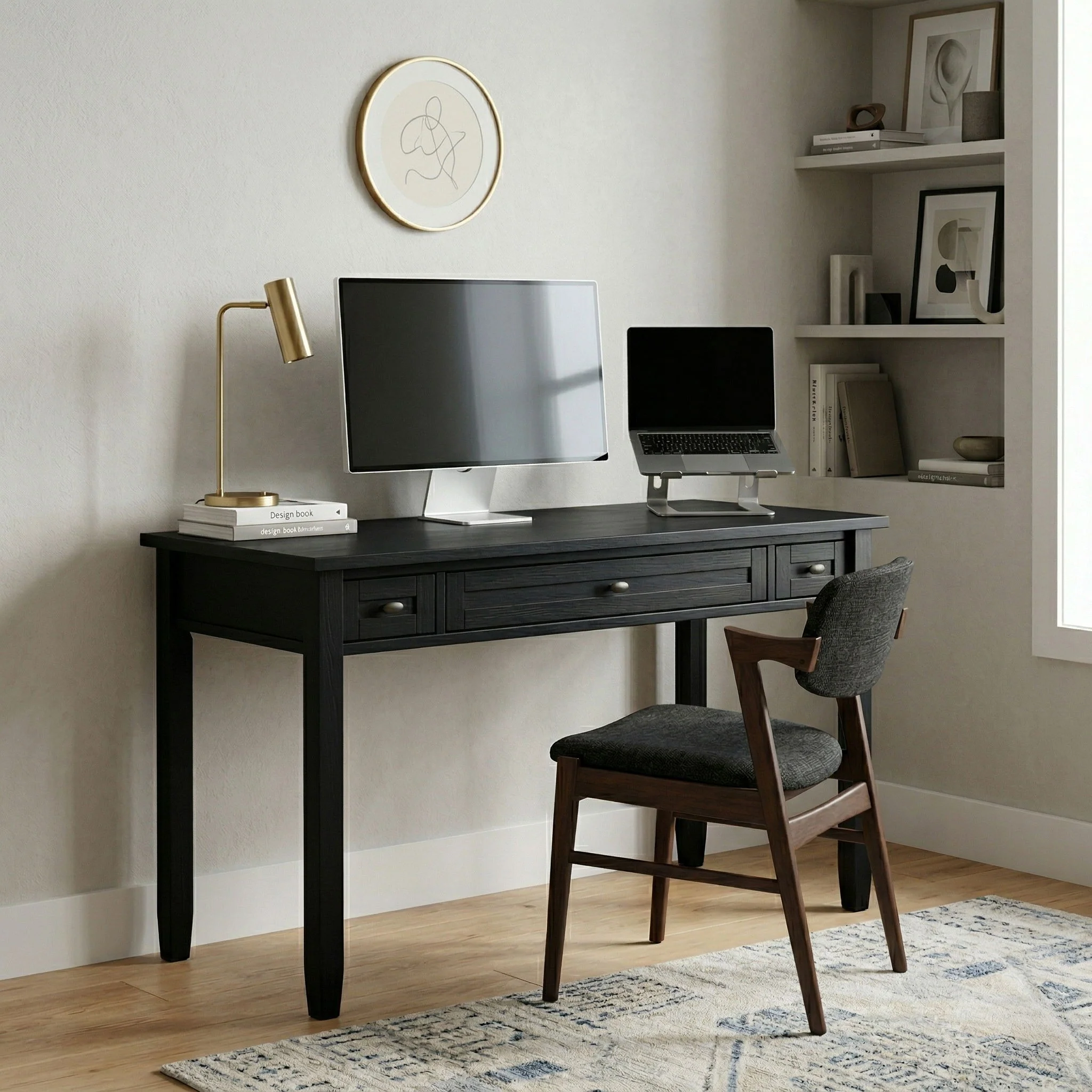 Warm Shaker - Writing Desk With Drawers - Black - Image 3