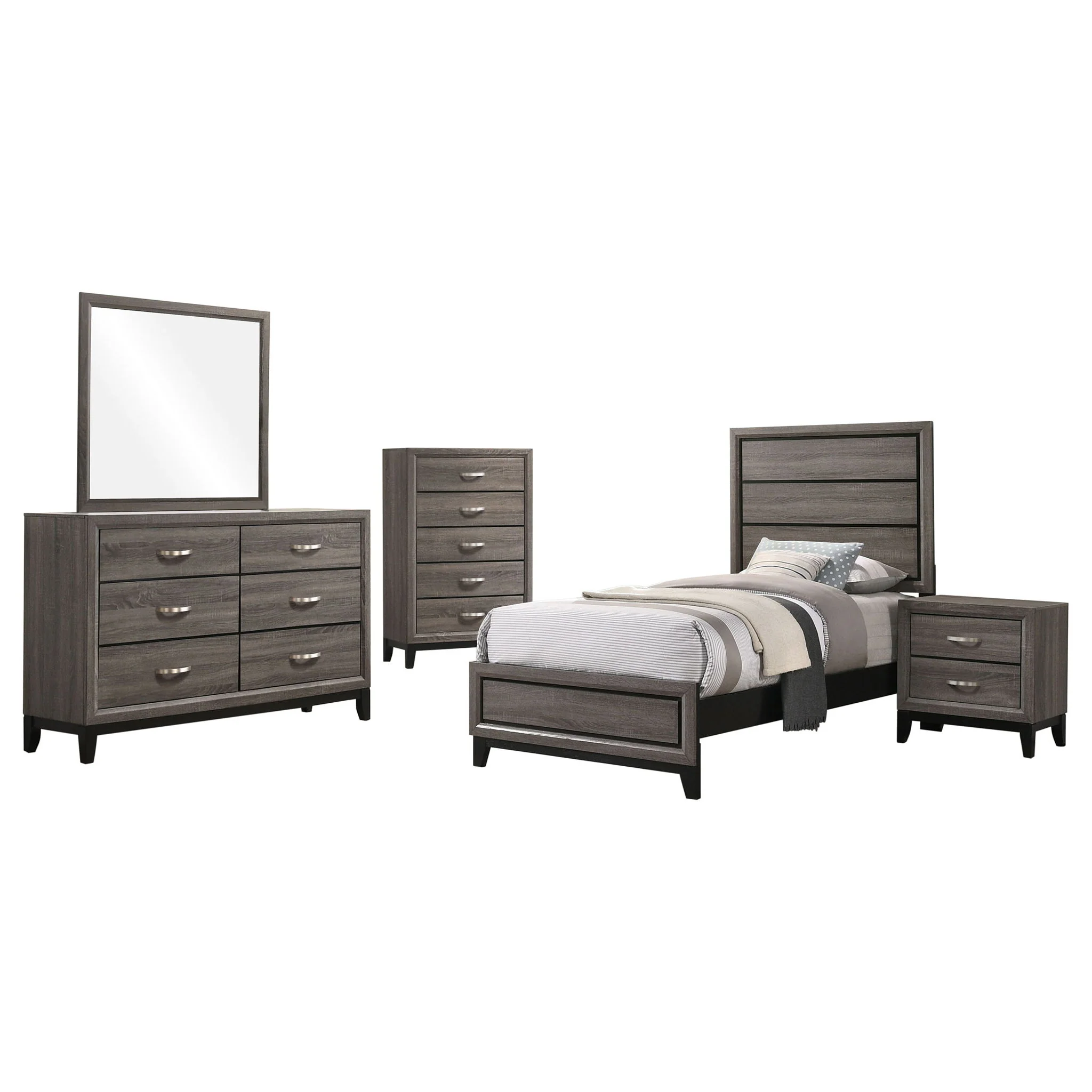 Watson Five-piece Twin Bedroom Set Grey Oak - Image 2