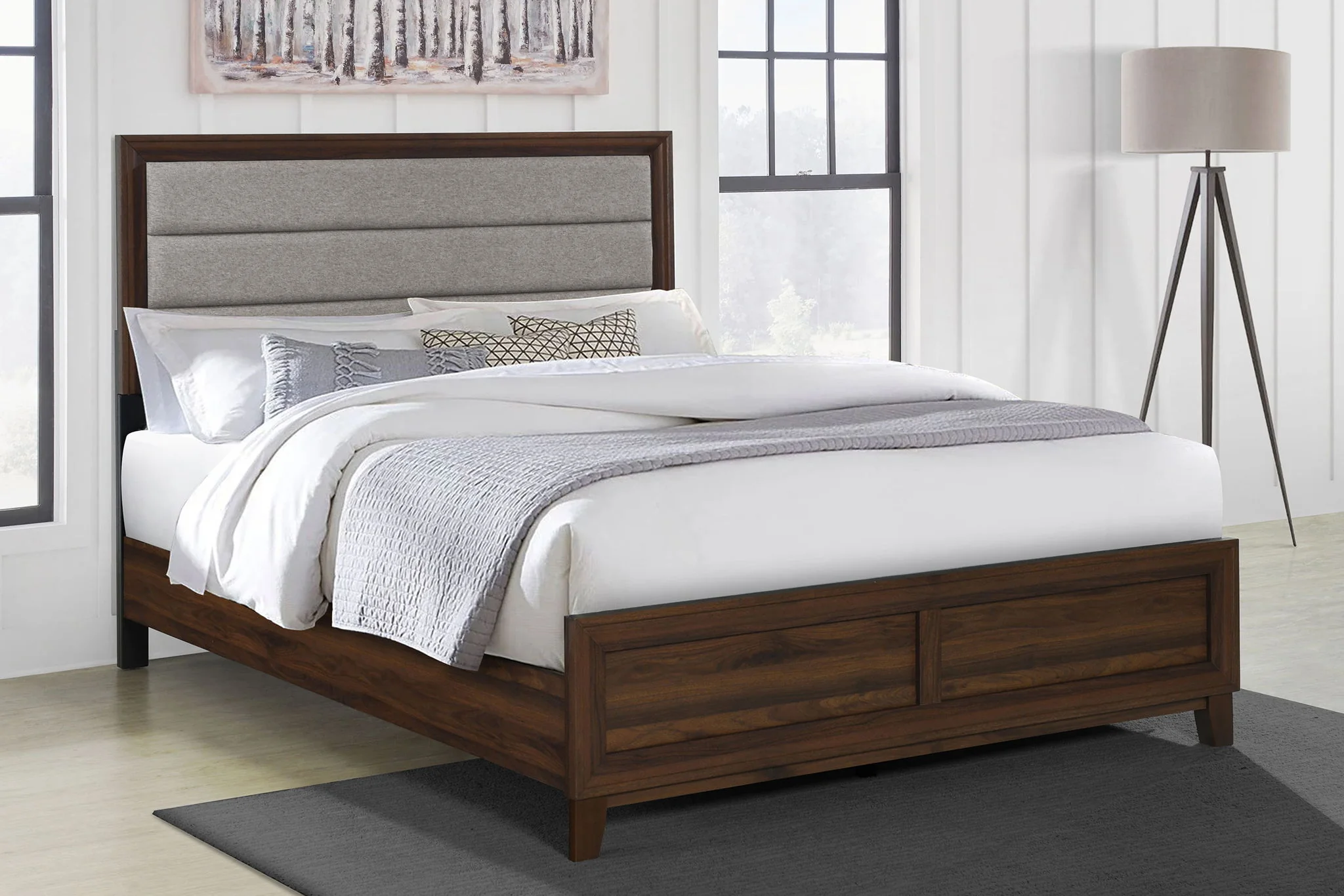 Welsley 50-inch Upholstered Queen Bed Walnut - Image 4