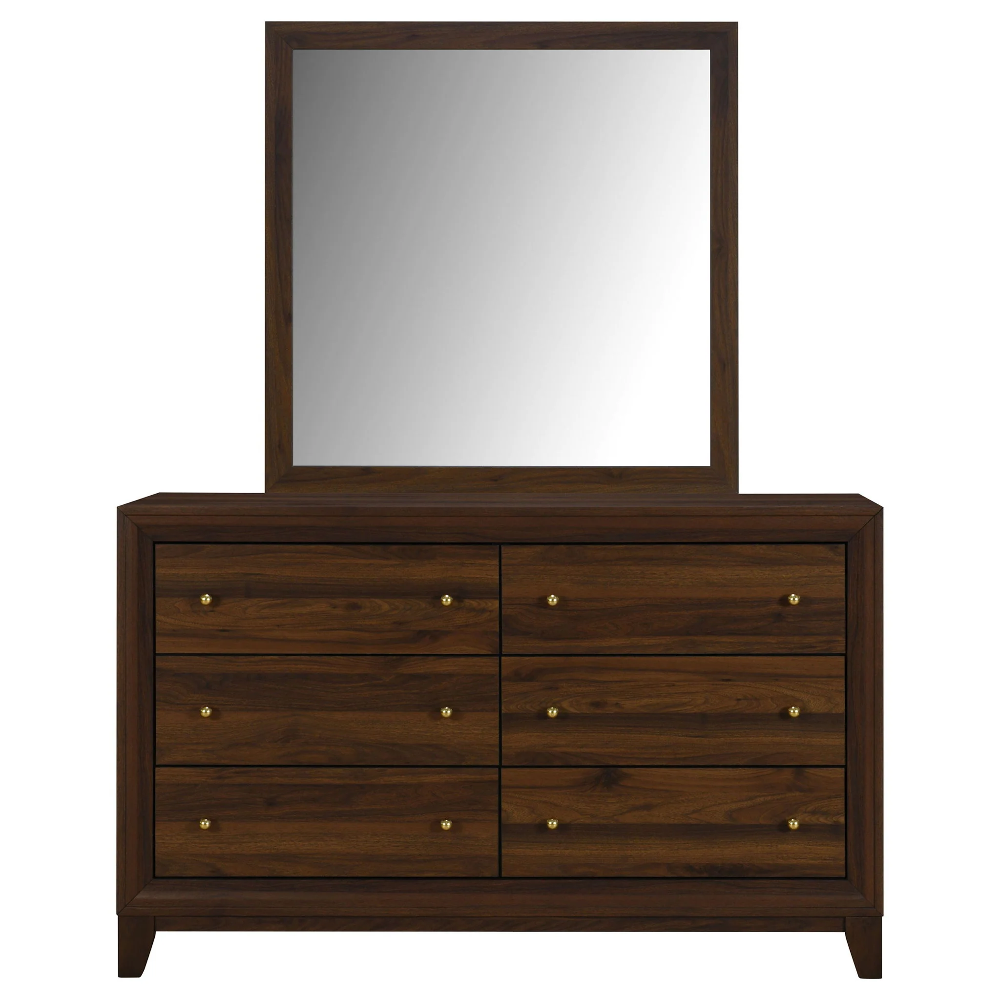 Welsley 6-drawer Dresser and Mirror Walnut - Image 2
