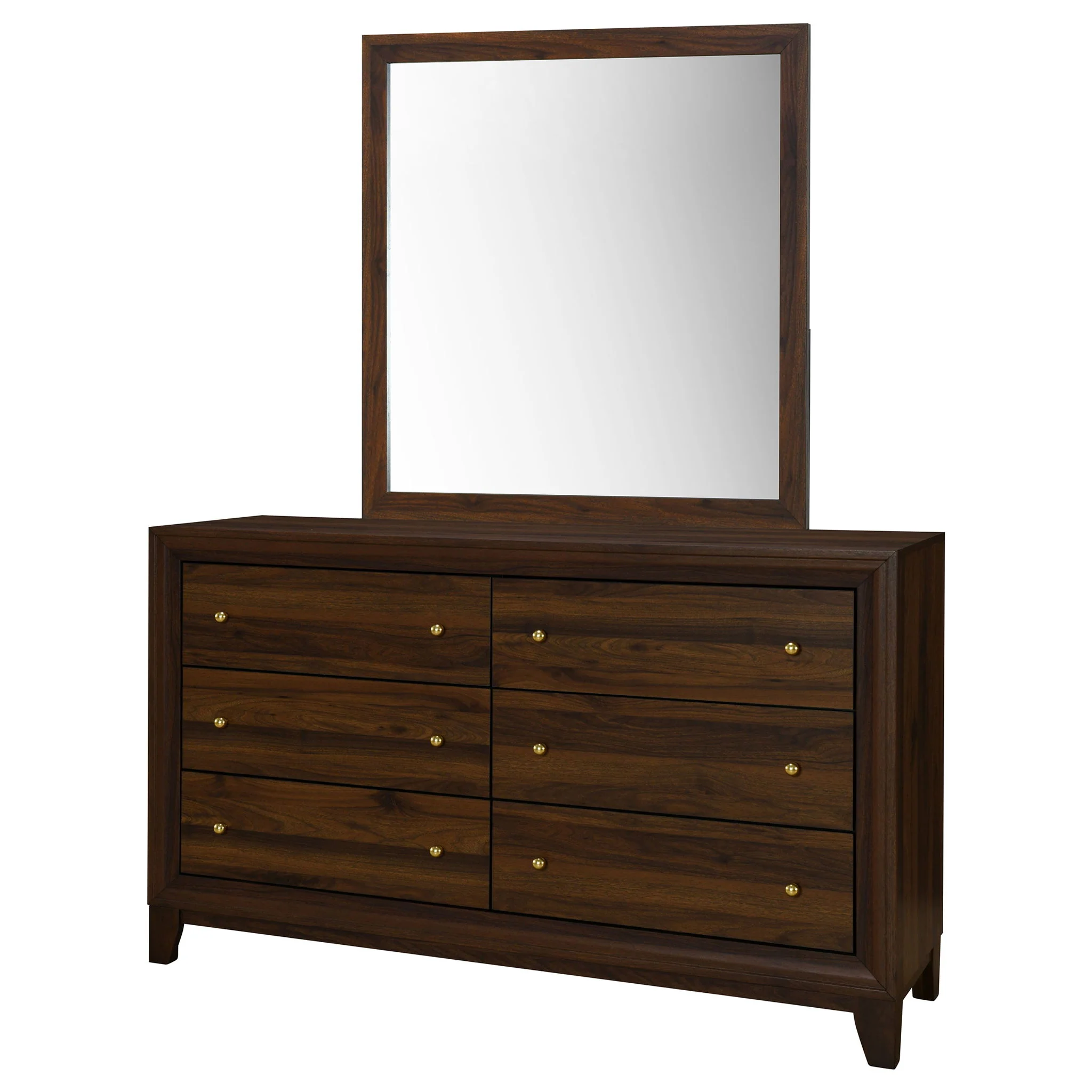 Welsley 6-drawer Dresser and Mirror Walnut - Image 3
