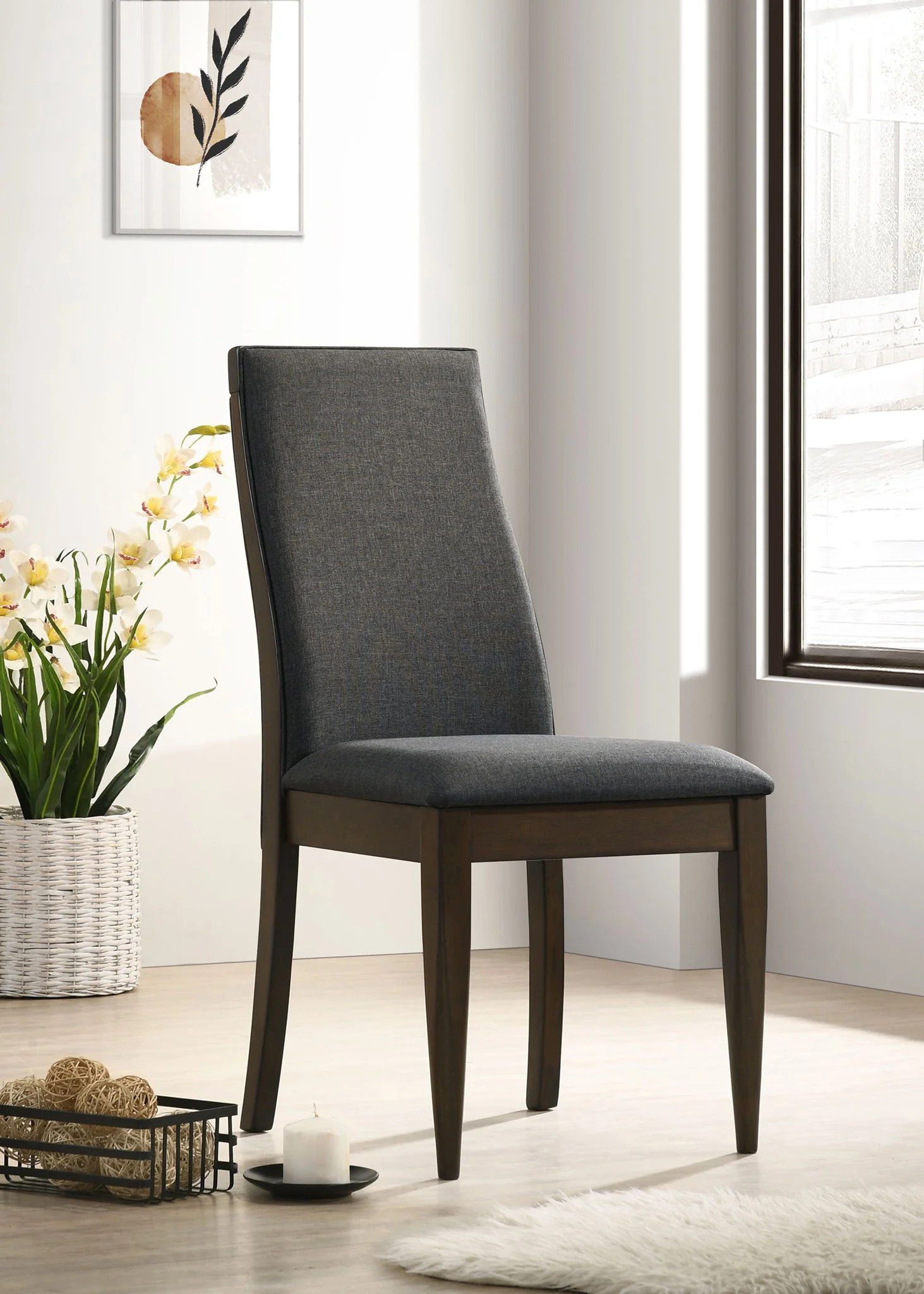 Wes Upholstered Dining Side Chair Dark Walnut (Set of 2) - Image 3
