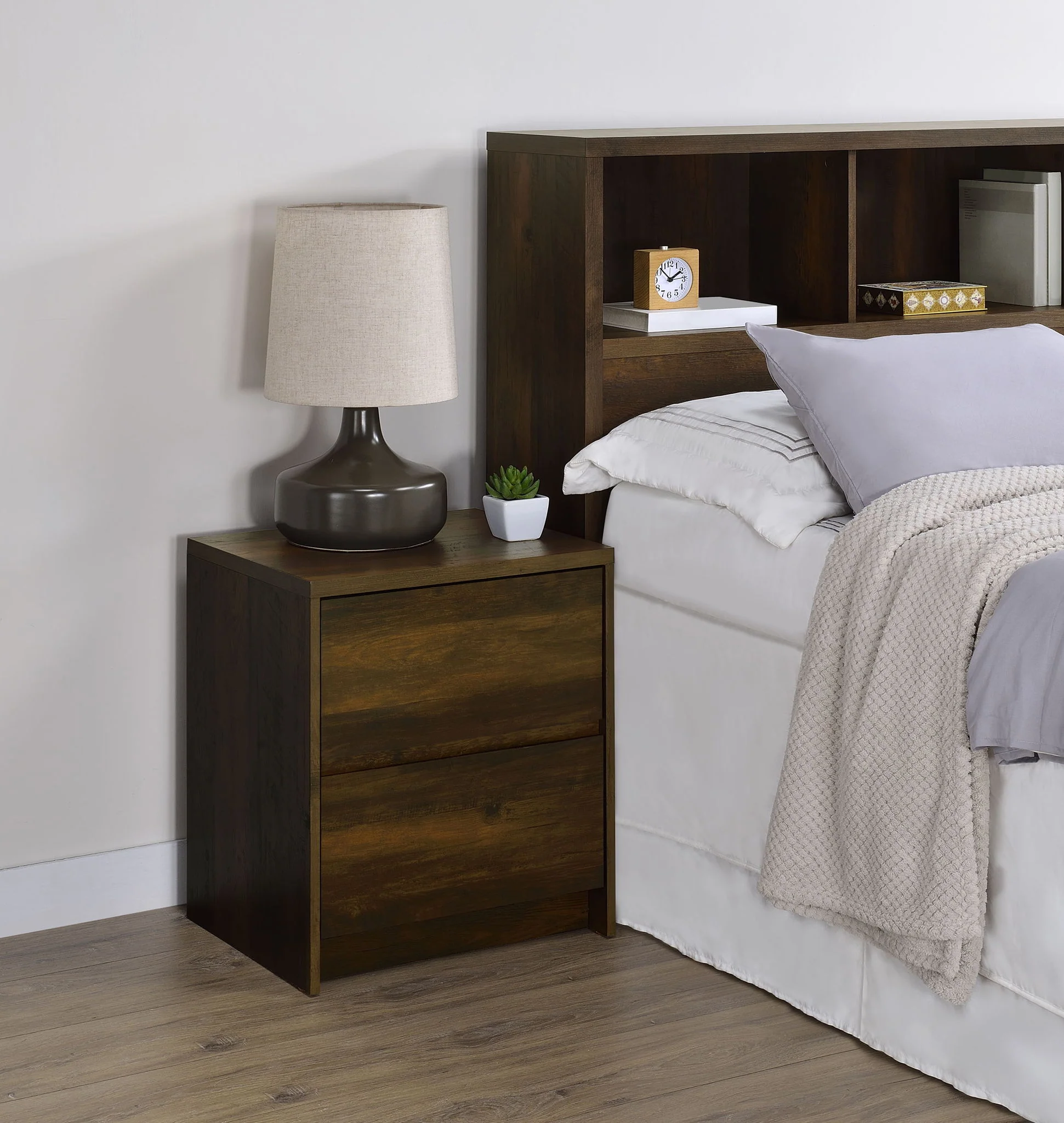 Westpark 2-drawer Nightstand LED Lights and USB Dark Pine - Image 4