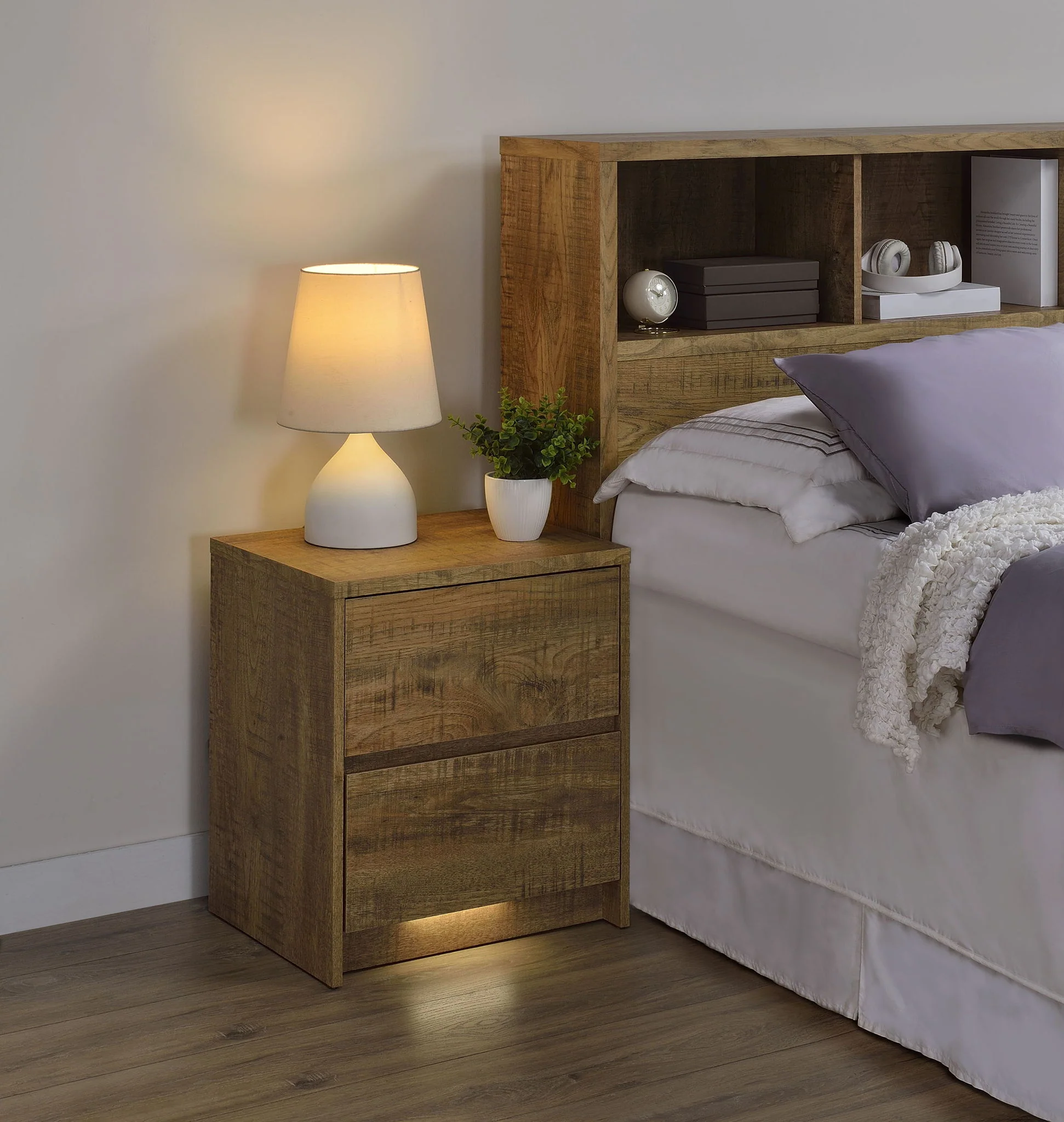 Westpark 2-drawer Nightstand LED Lights and USB Mango - Image 2