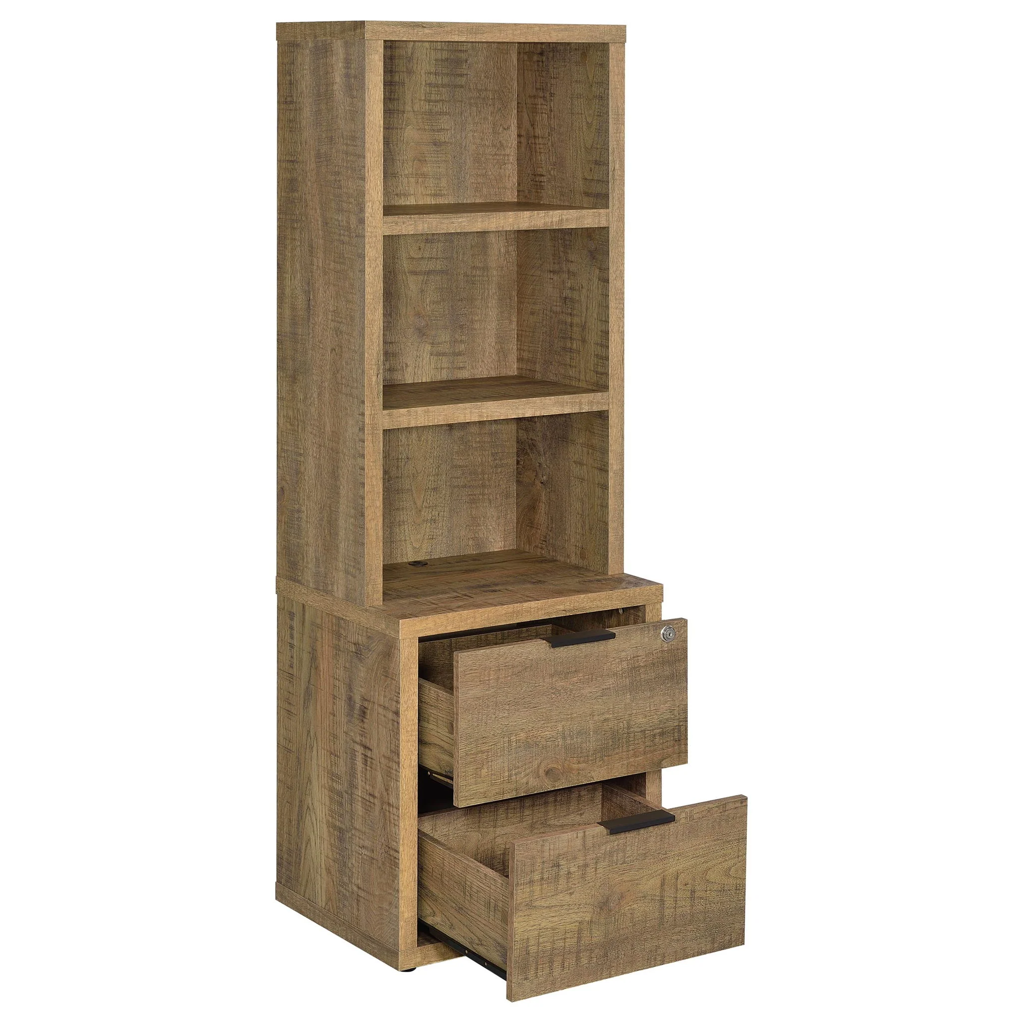 Westpark 3-shelf Bookcase USB and Lockable Drawer Mango - Image 4