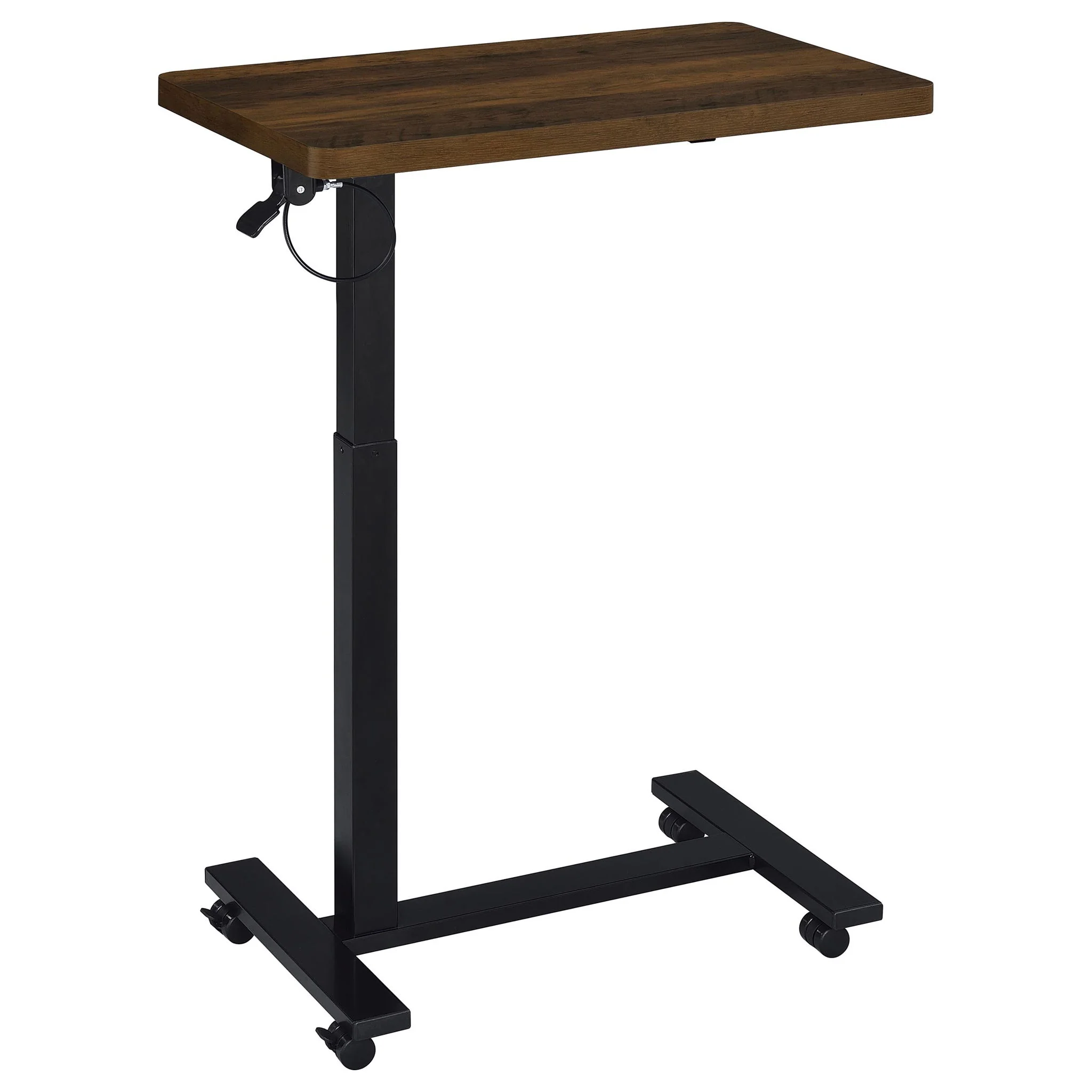 Westpark Pneumatic Adjustable C-Shape Side Table with Casters Dark Pine - Image 3