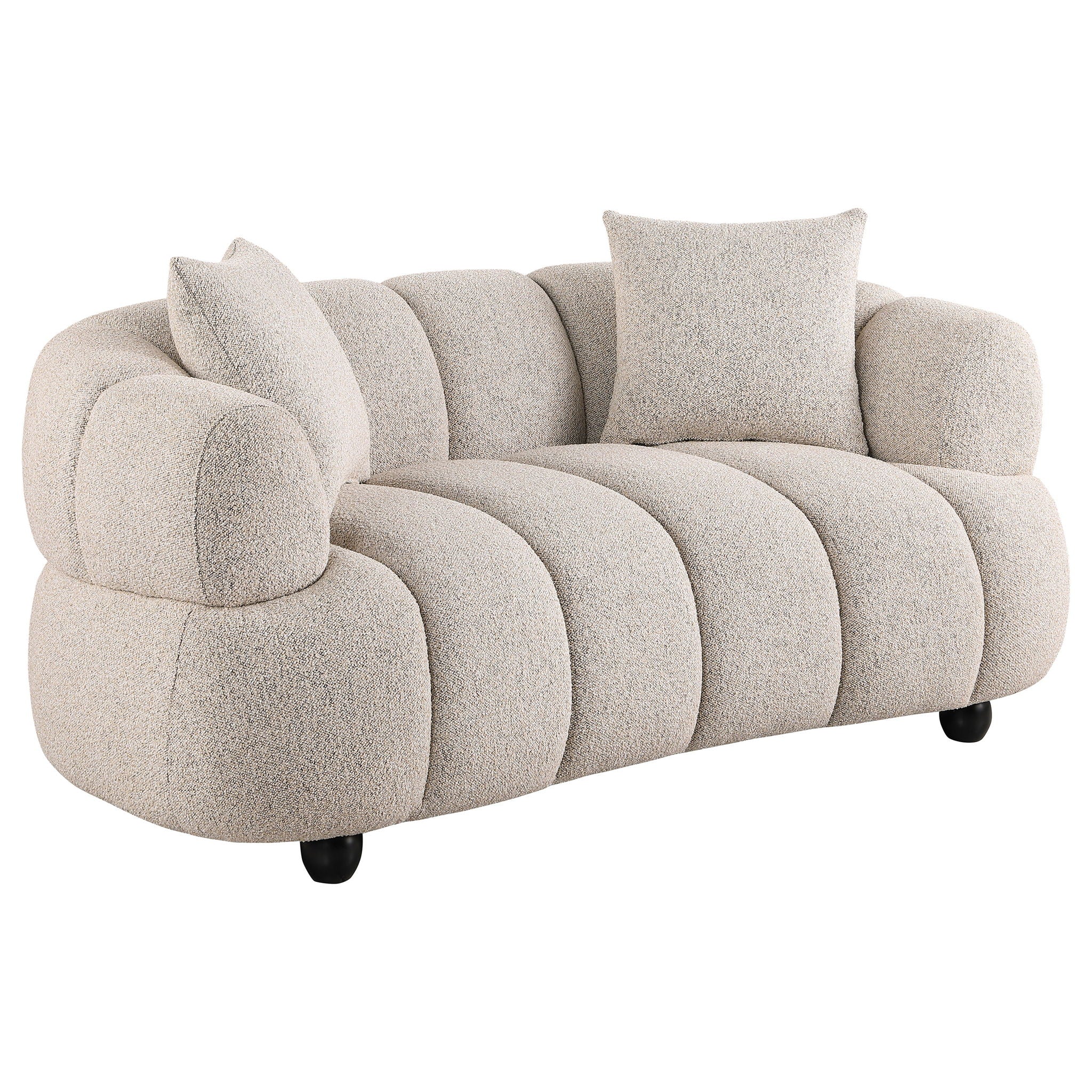 Whitney 2-Piece Contemporary Channel Tufted Woven Fabric Sofa Set Pebble - Image 2