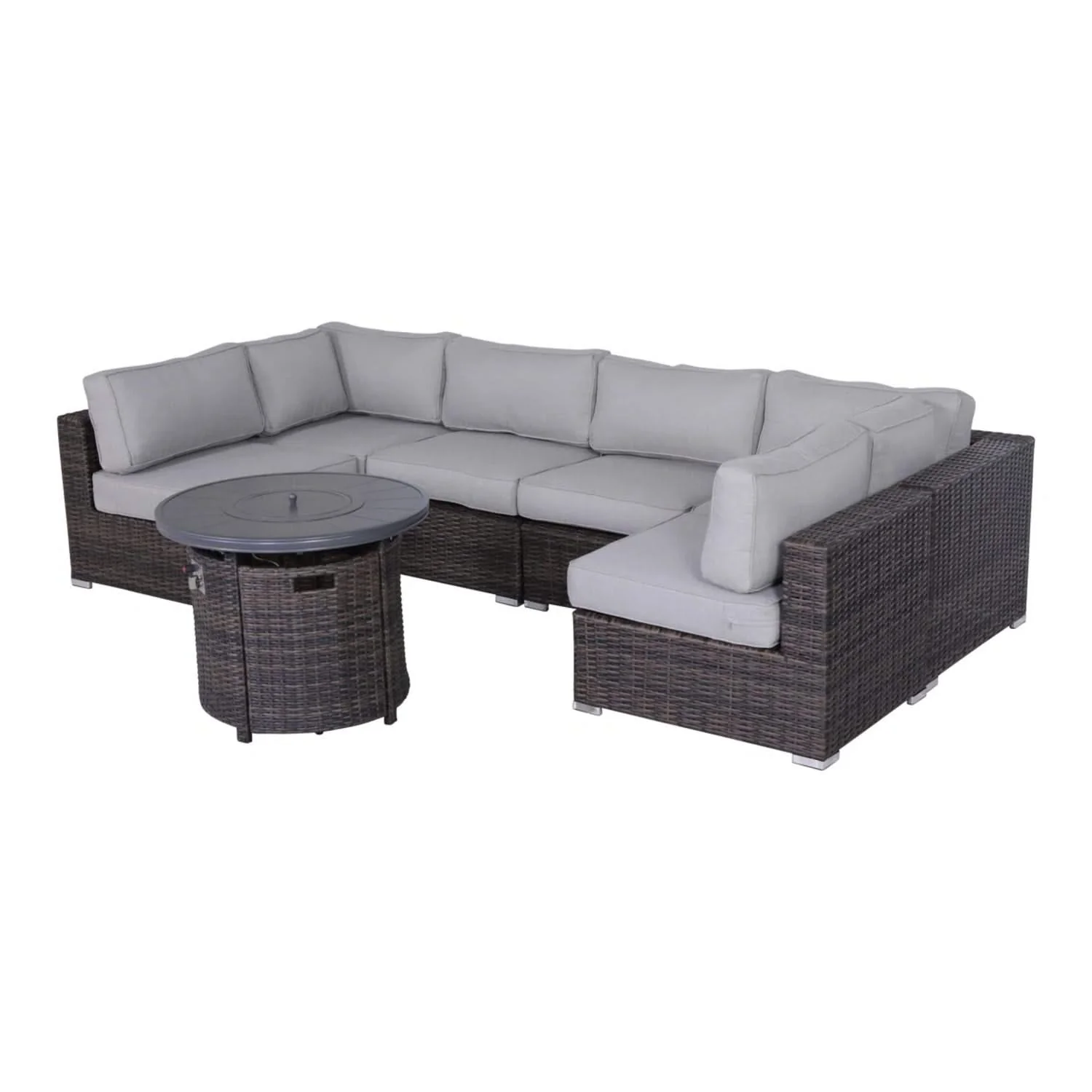 Wicker Outdoor Lounge Set With Cushions And Fire Pit - Image 13