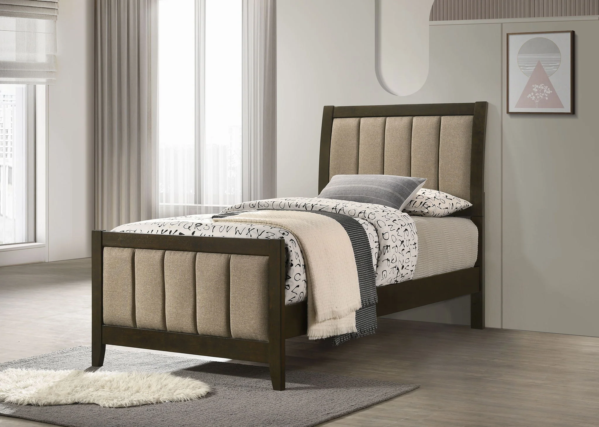 Wilkes 51-inch Upholstered Twin Bed Dark Cocoa - Image 3