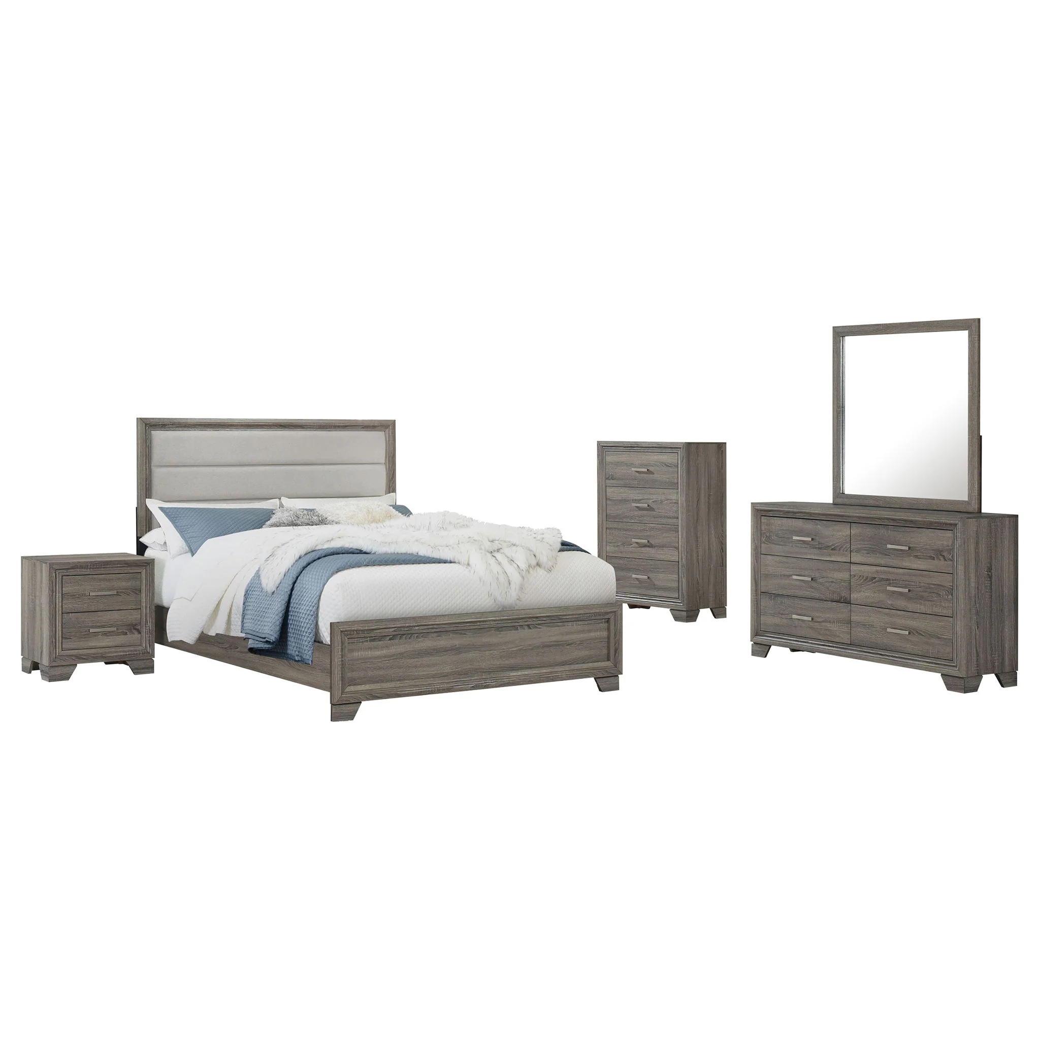Wright 5-piece Eastern King Bedroom Set Brown Oak - Image 4