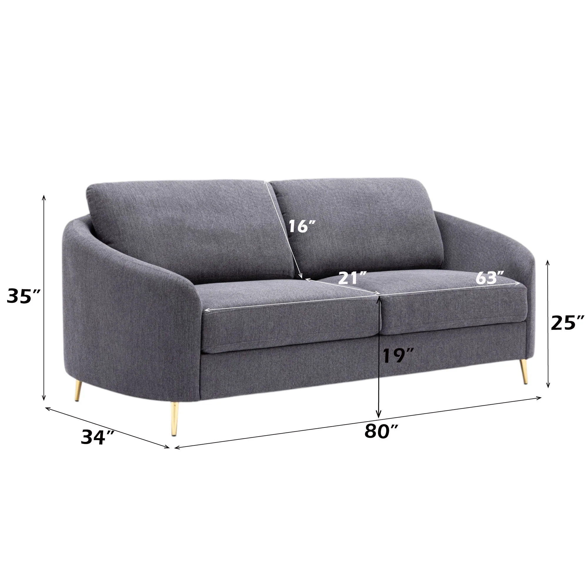 Sofa - Gray - Linen - Image 3