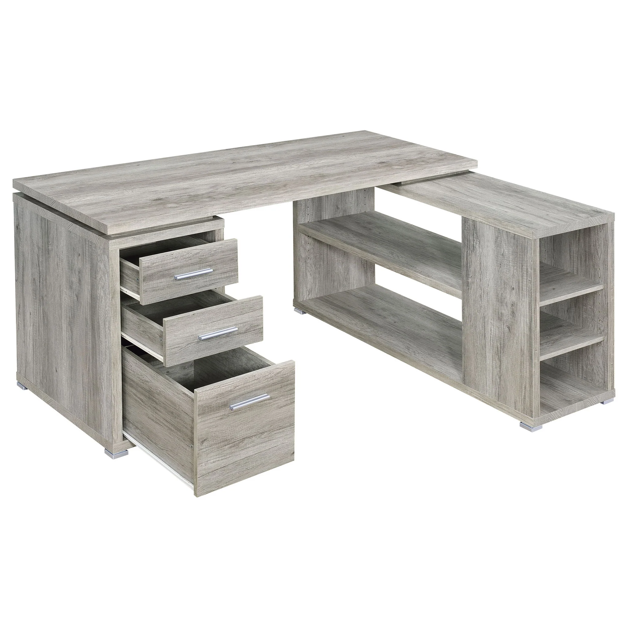 Yvette 60-inch 3-drawer L-Shape Computer Desk Grey Driftwood - Image 2
