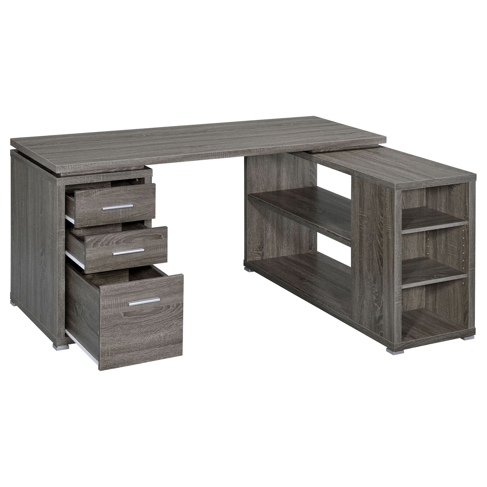 Yvette 60-inch 3-drawer L-Shape Computer Desk Weathered Grey - Image 2