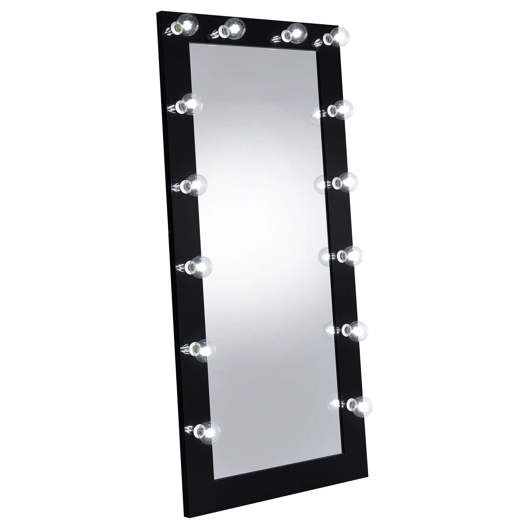 Zayan 32 x 71 Inch Floor Mirror LED Lighting Black Gloss - Image 4
