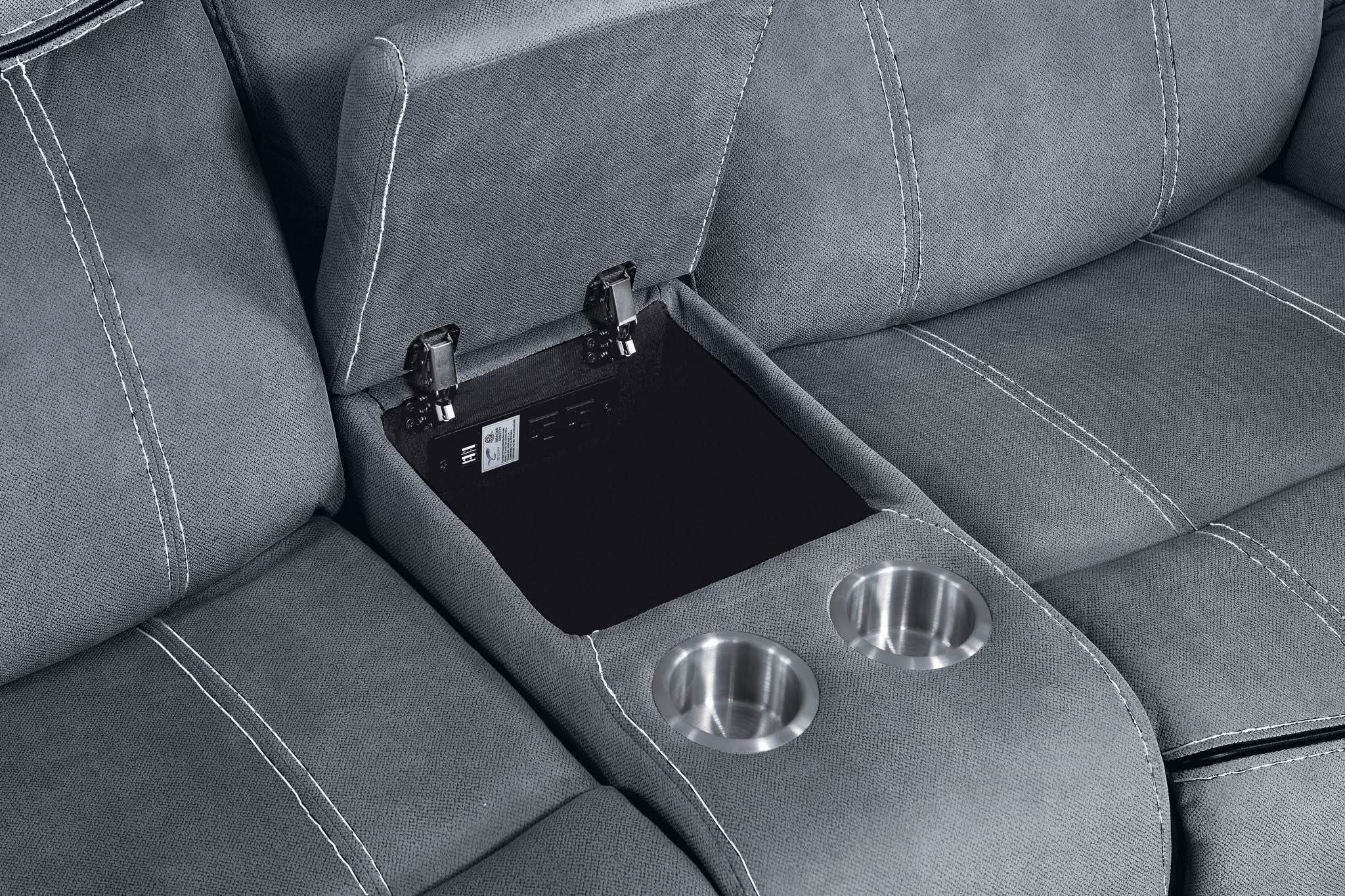 Zubaida - Two Tone Recliner Loveseat With USB Port Console - Image 5